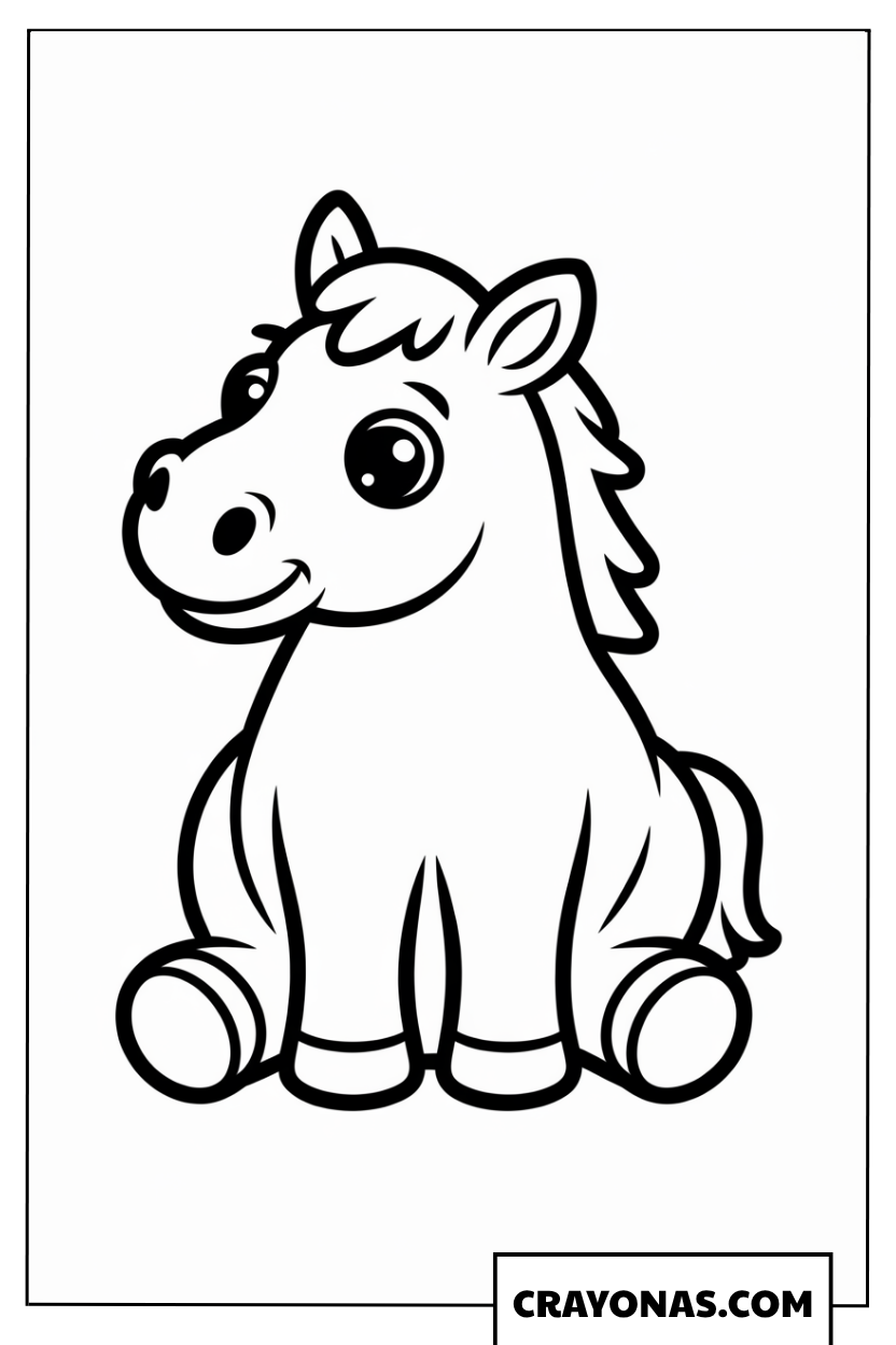 Sitting Cute Horse Coloring Page