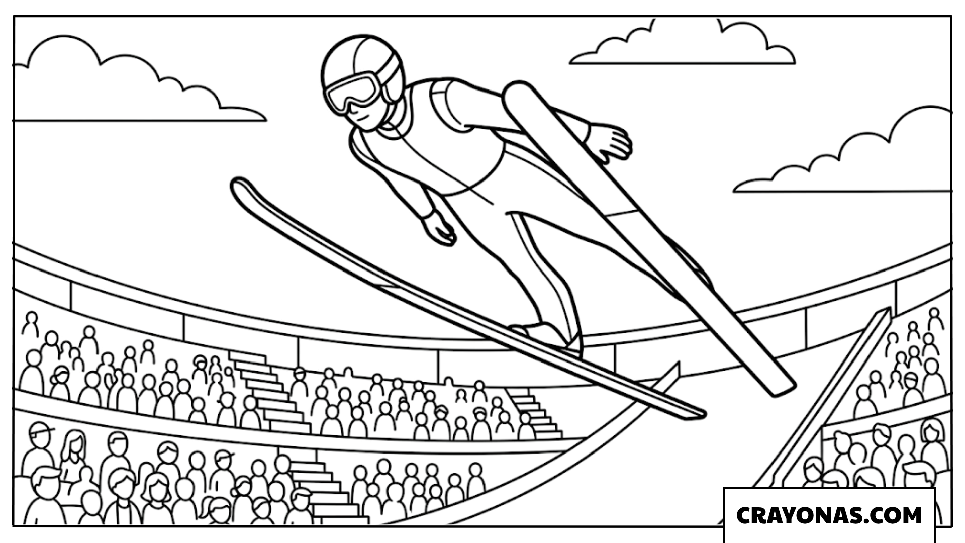 Ski Jumper in Mid-Air Coloring Page