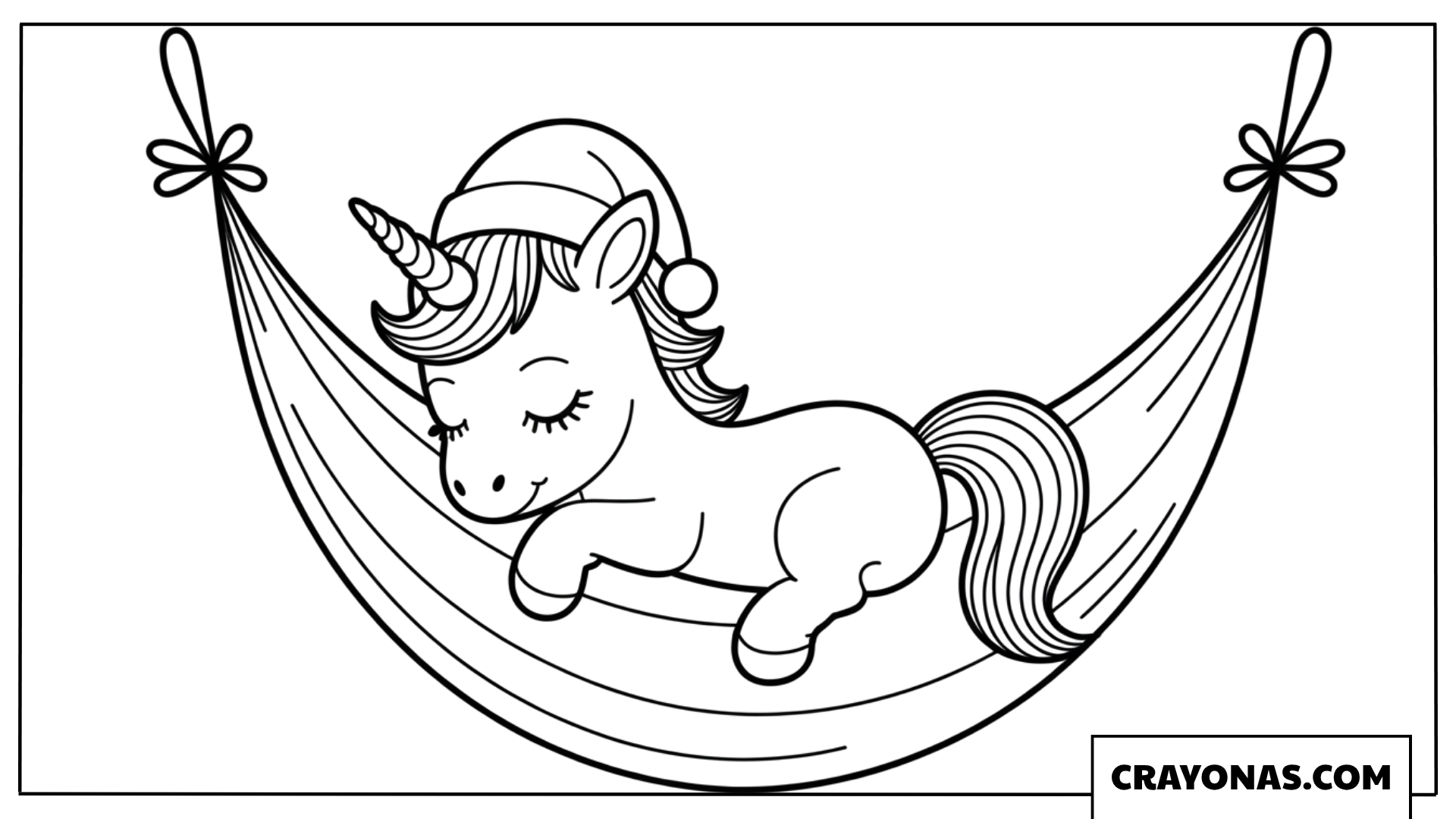 Sleeping Baby Unicorn in Hammock Coloring Page