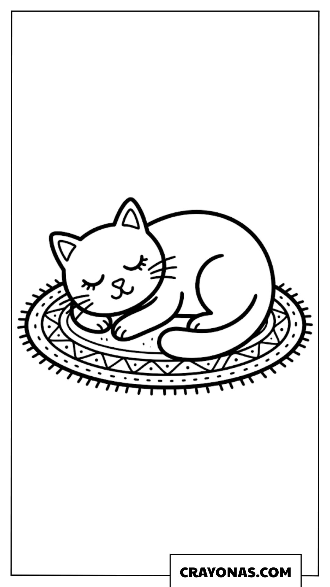 Sleeping Cat on Rug Coloring Page