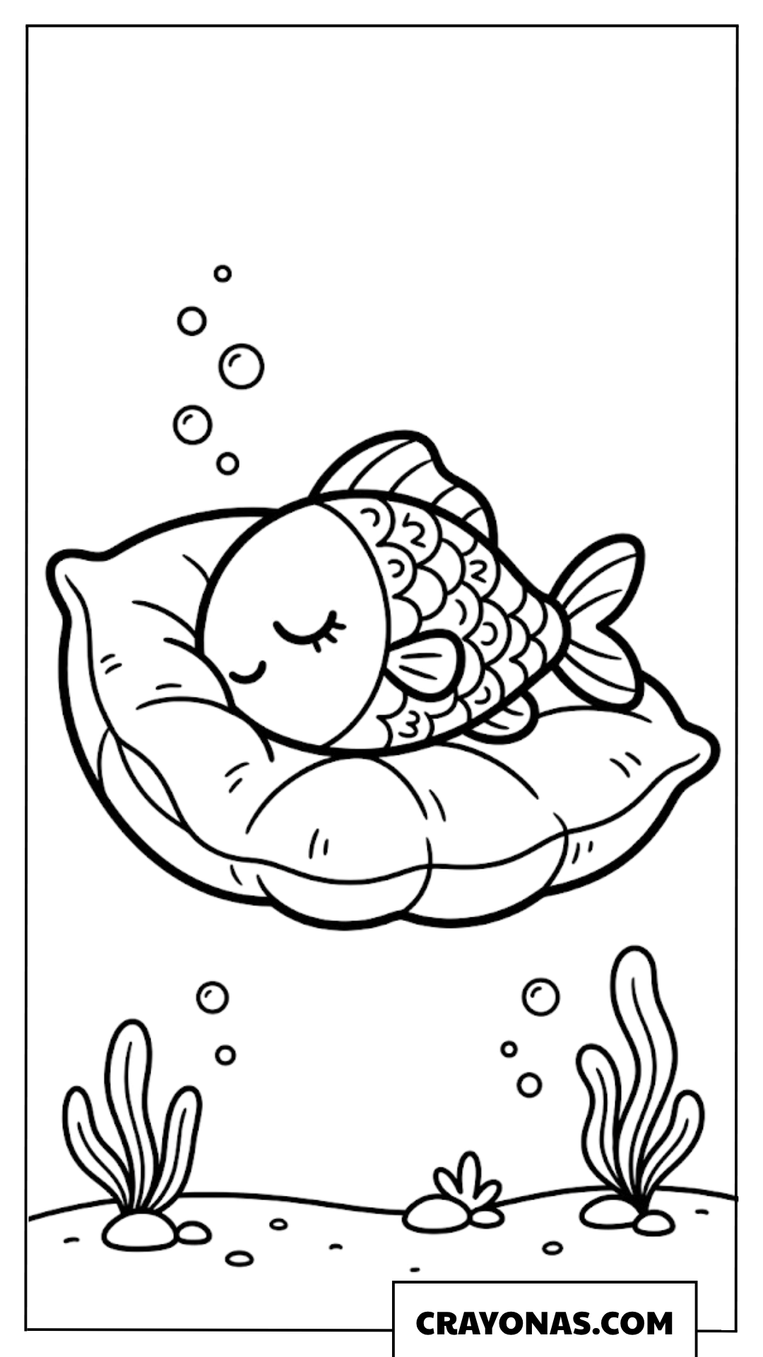 Sleeping Fish on Pillow Coloring Page
