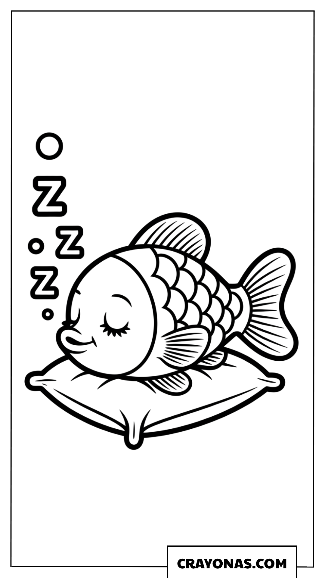 Sleeping Fish on Pillow Coloring Page