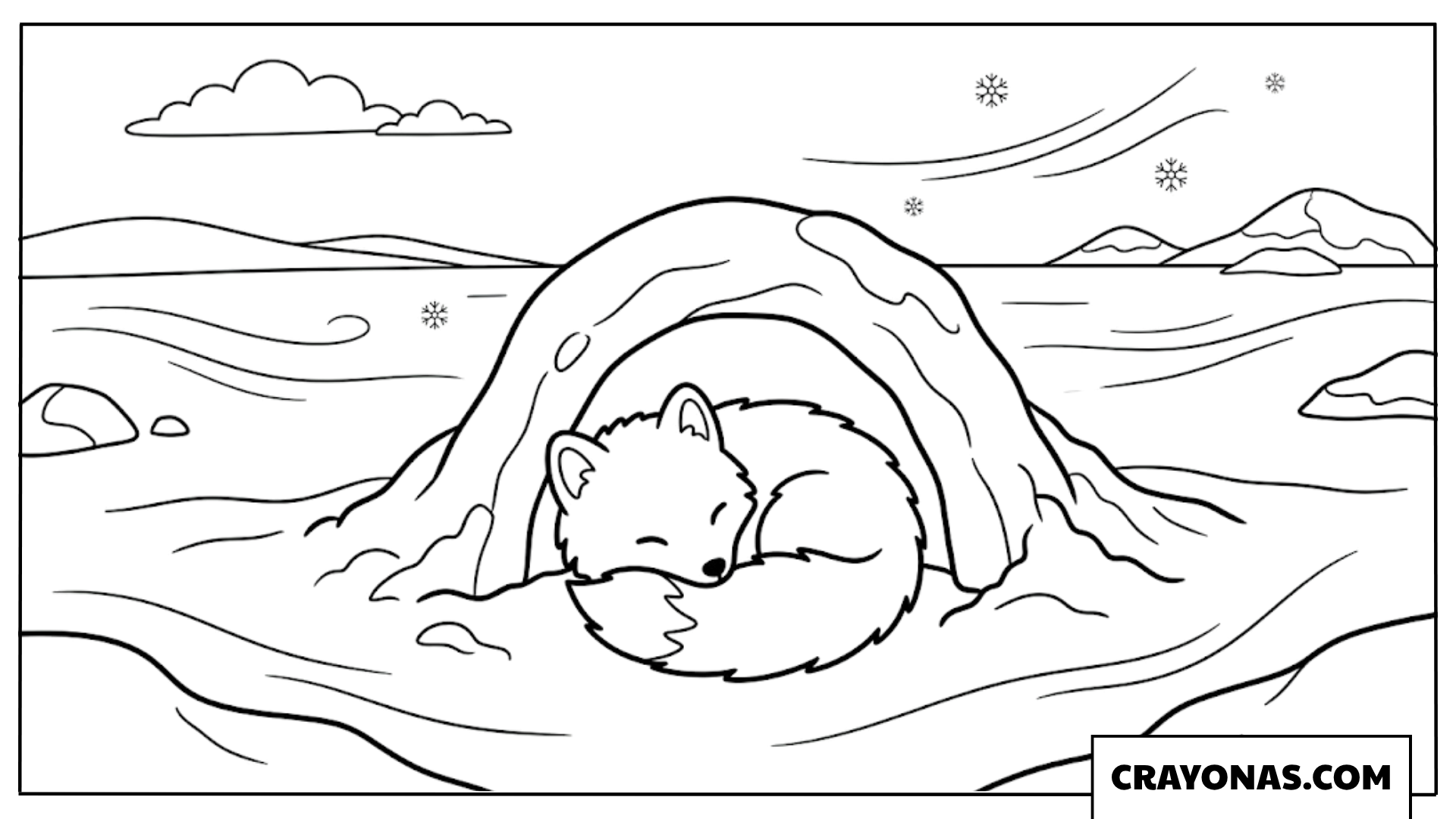 Sleeping Fox in Cozy Den Coloring Page