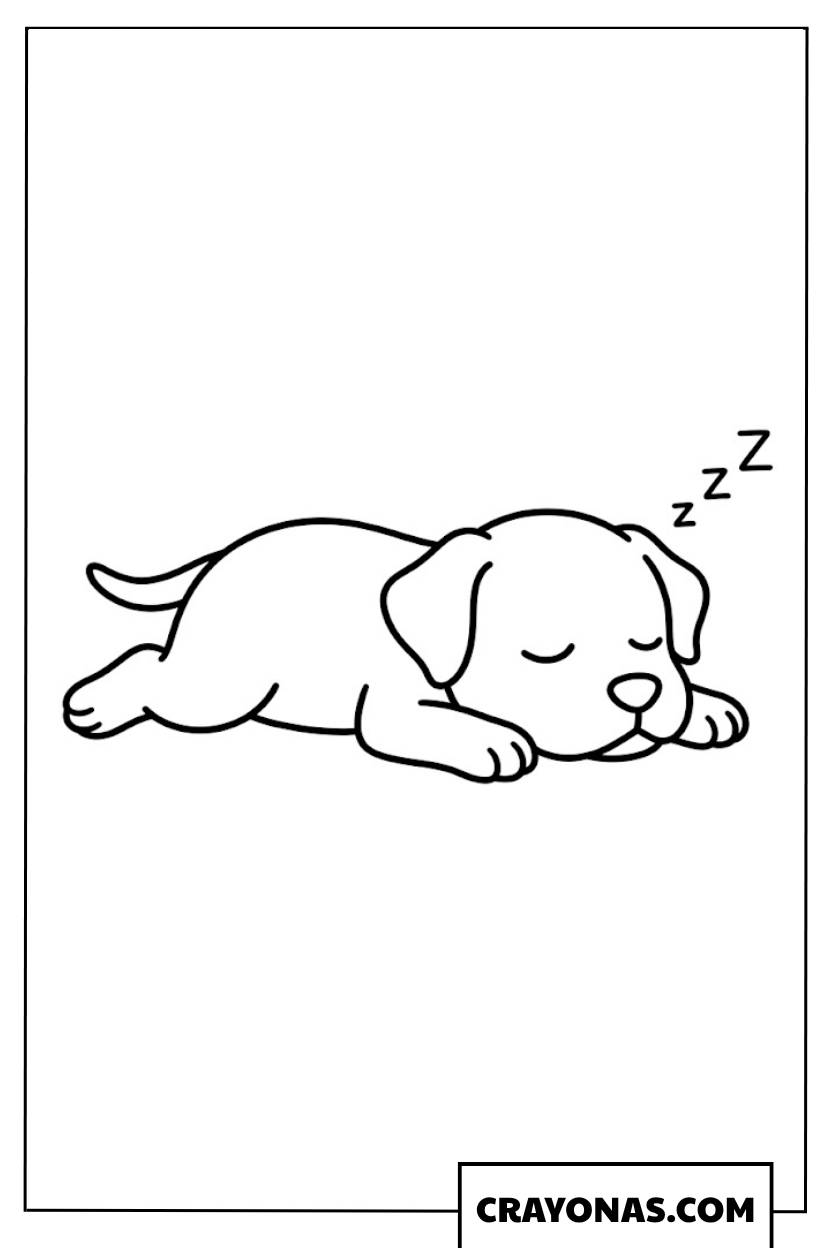 Sleeping Puppy with Zzz Coloring Page