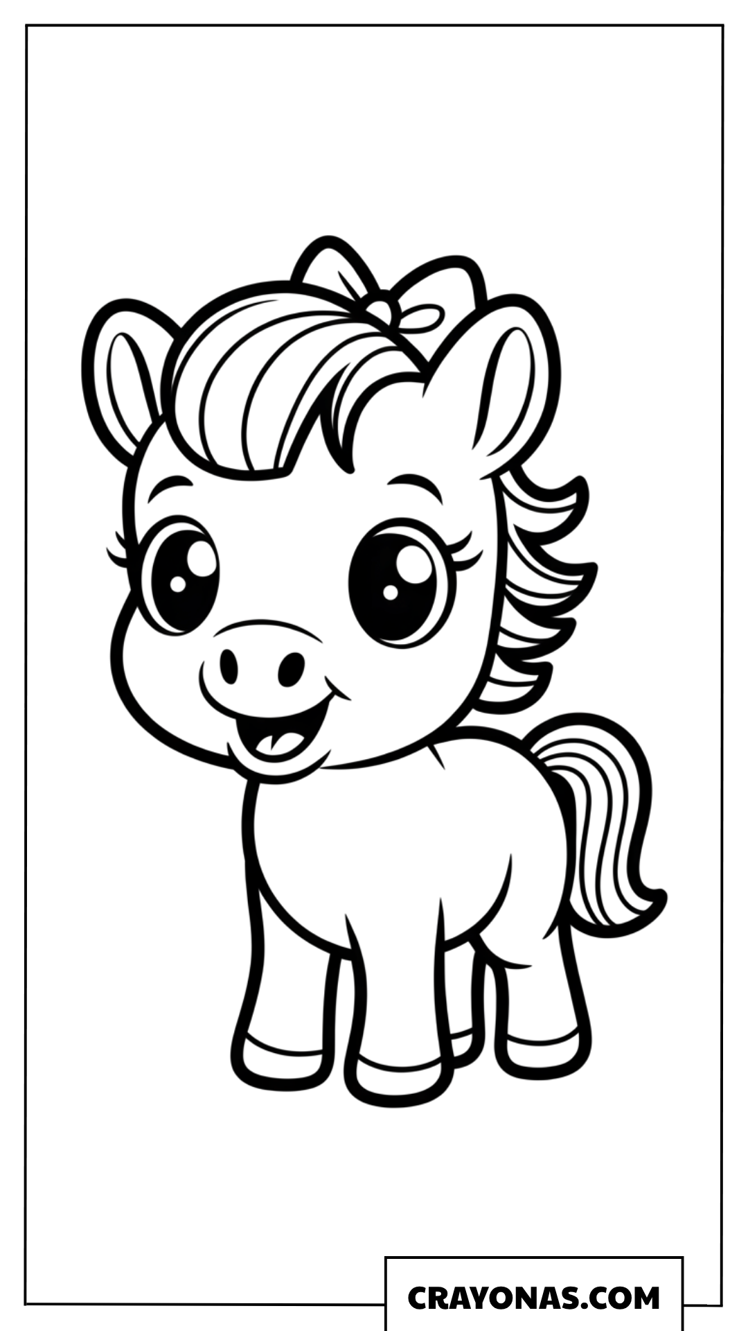 Smiling Baby Pony with Bow Coloring Page