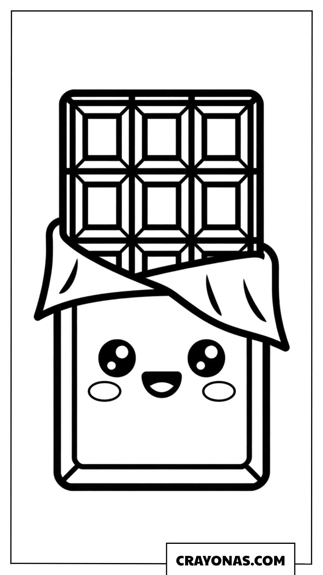 Smiling Chocolate Bar Coloring Page