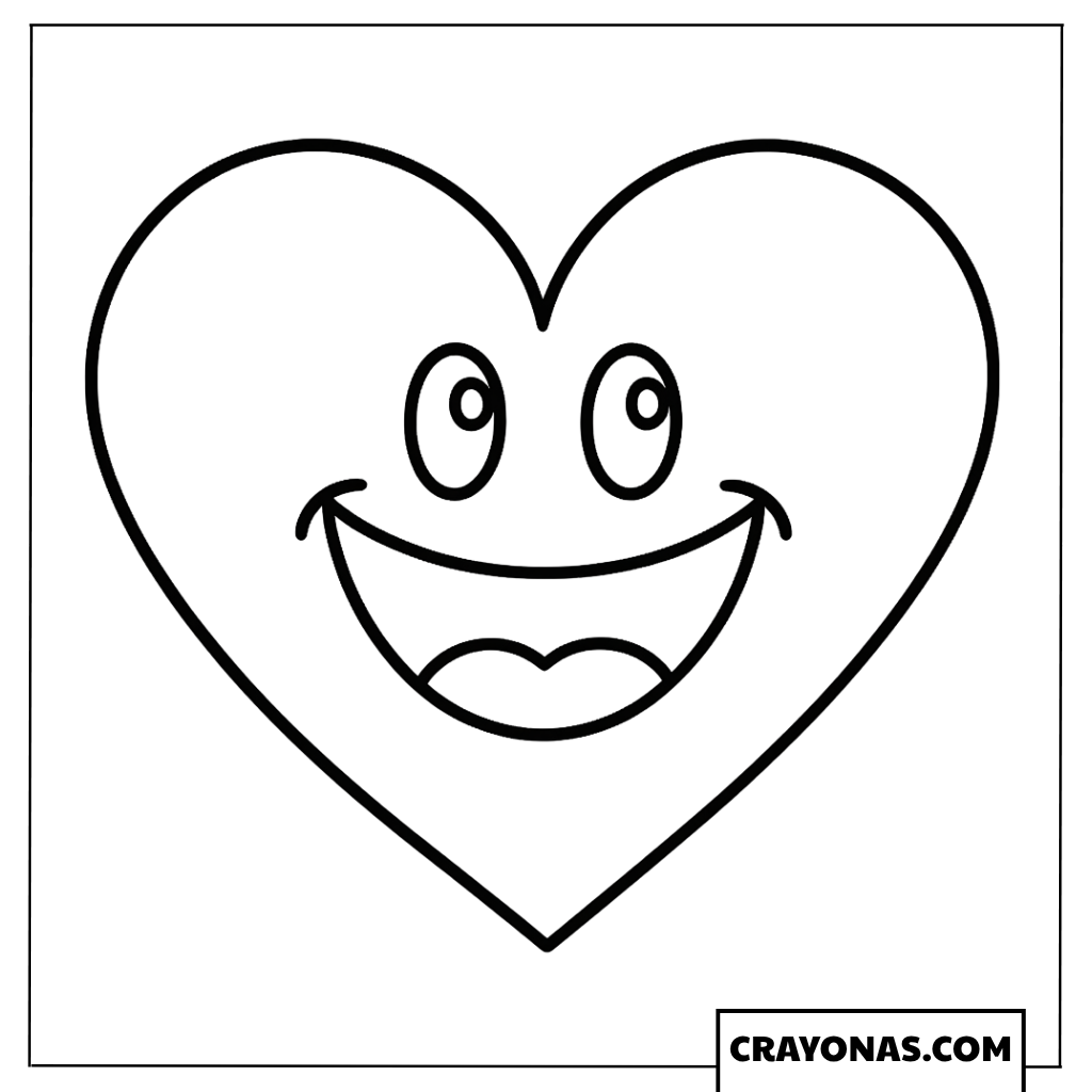 Smiling Heart Face Coloring Page