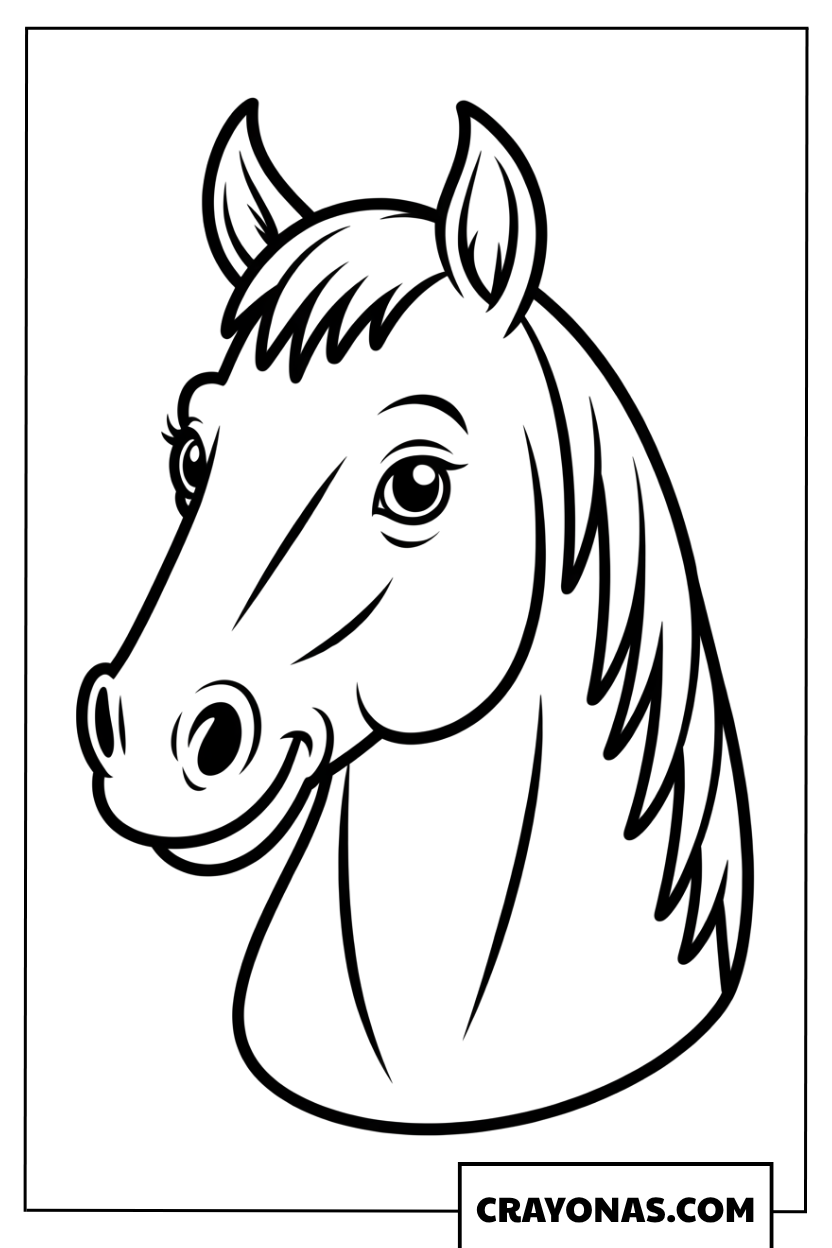 Smiling Horse Face with Heart Coloring Page
