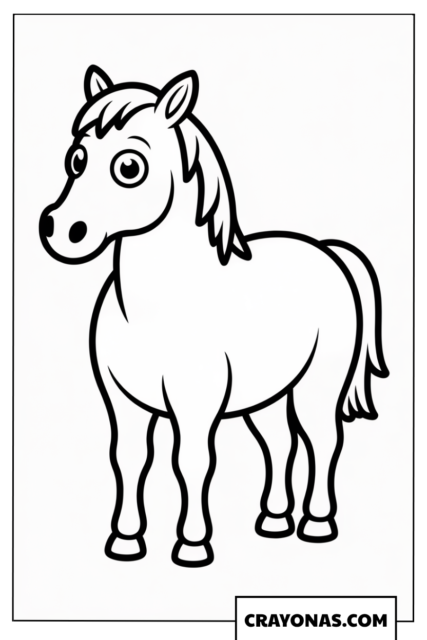 Smiling Horse with Mane Coloring Page