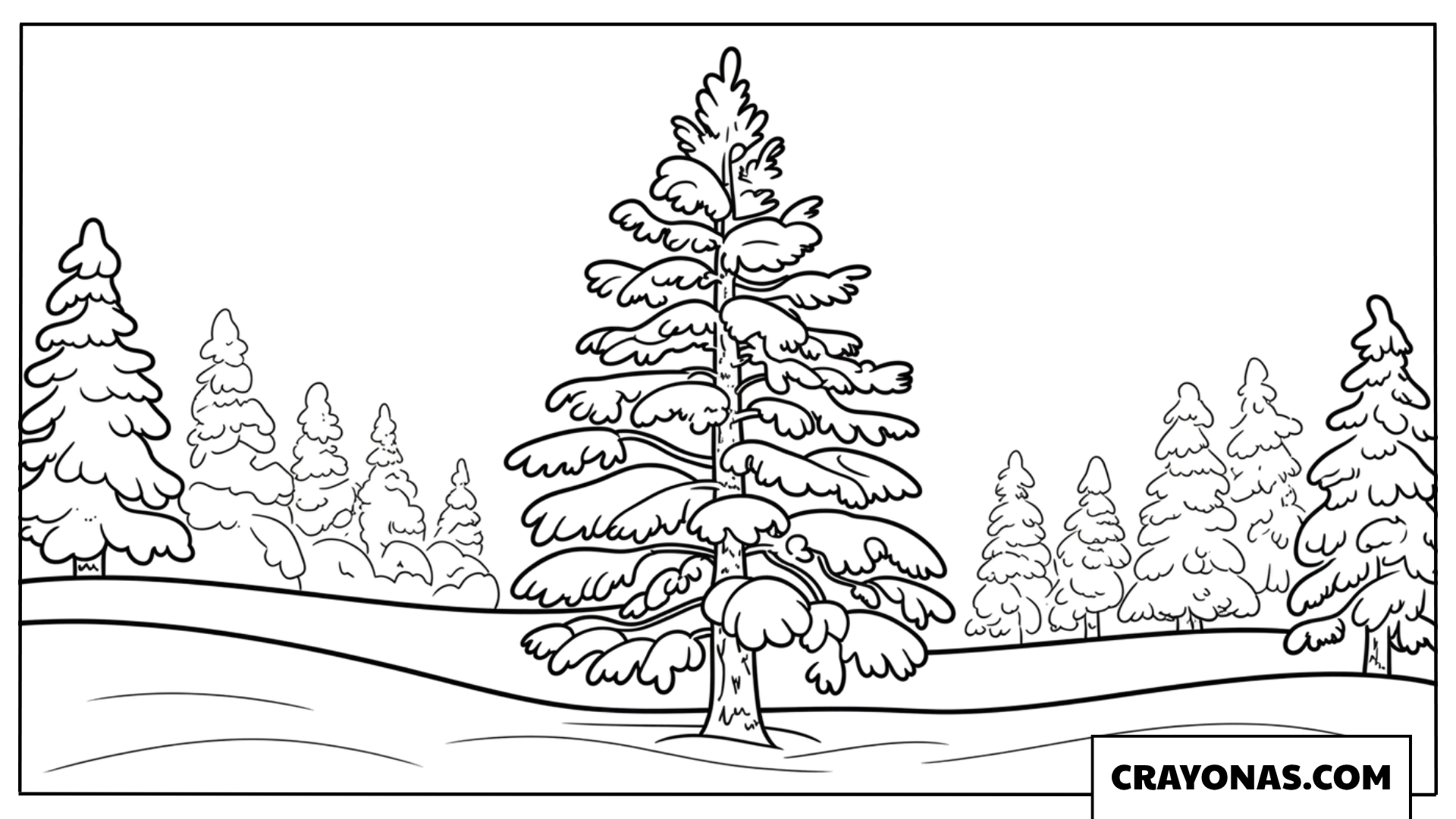 Snowy Pine Forest Coloring Page