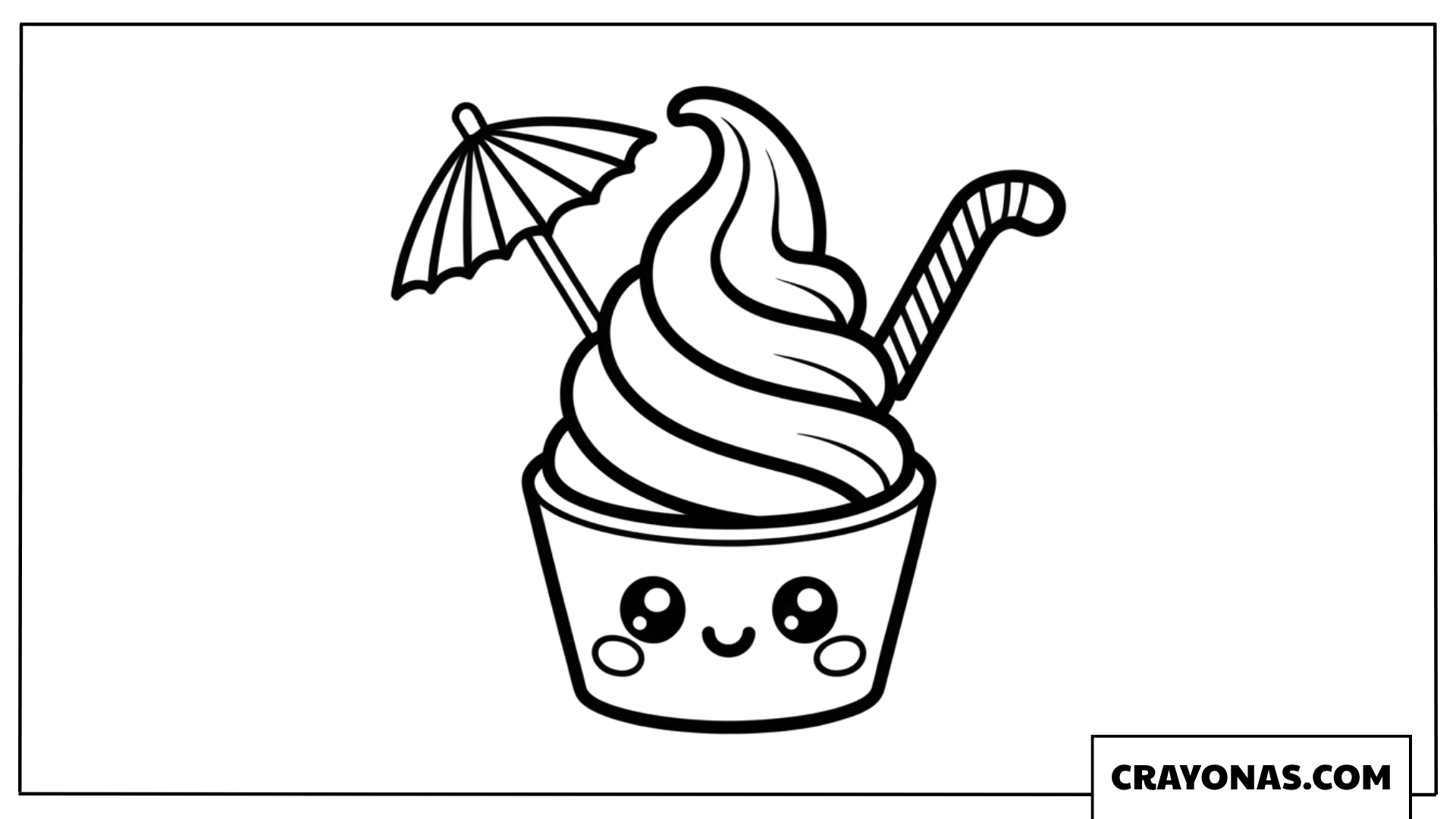 Soft Serve Ice Cream with Hearts Coloring Page
