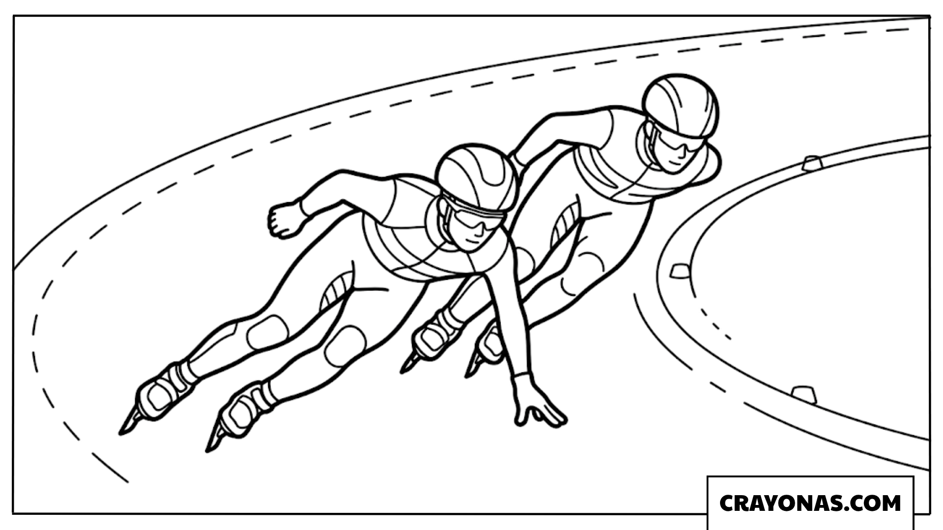 Speed Skaters Racing Side by Side Coloring Page