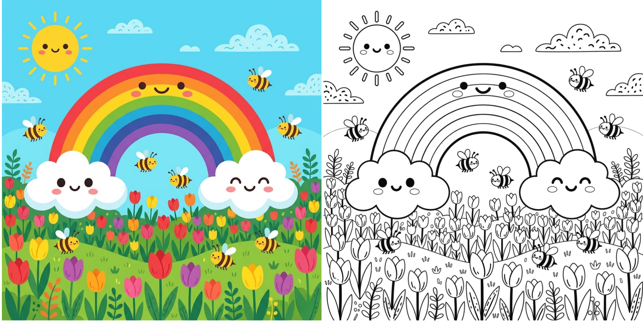 Spring Rainbow Coloring Pages ft - 3