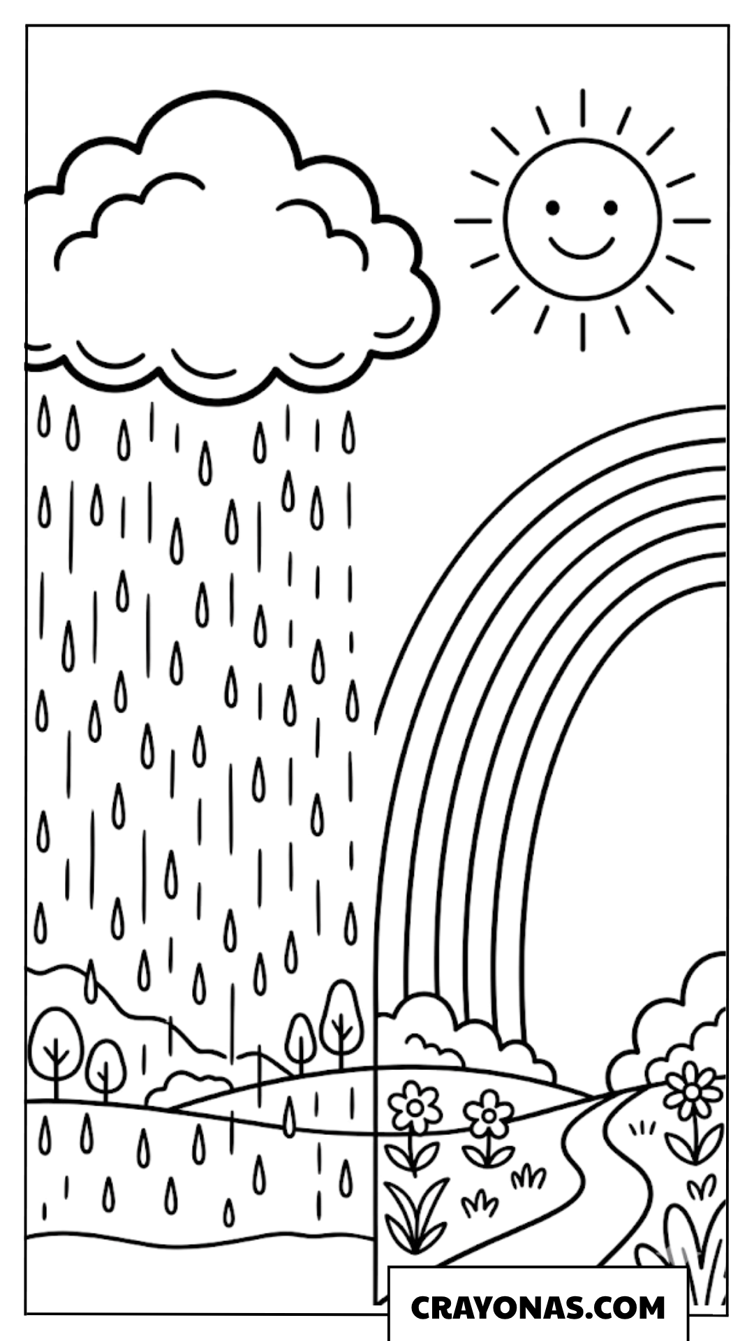 Spring Rainbow with Sun Coloring Page