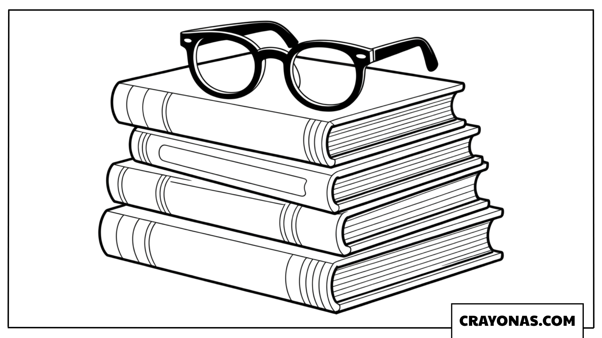 Stack of Books with Glasses Fall Coloring Page