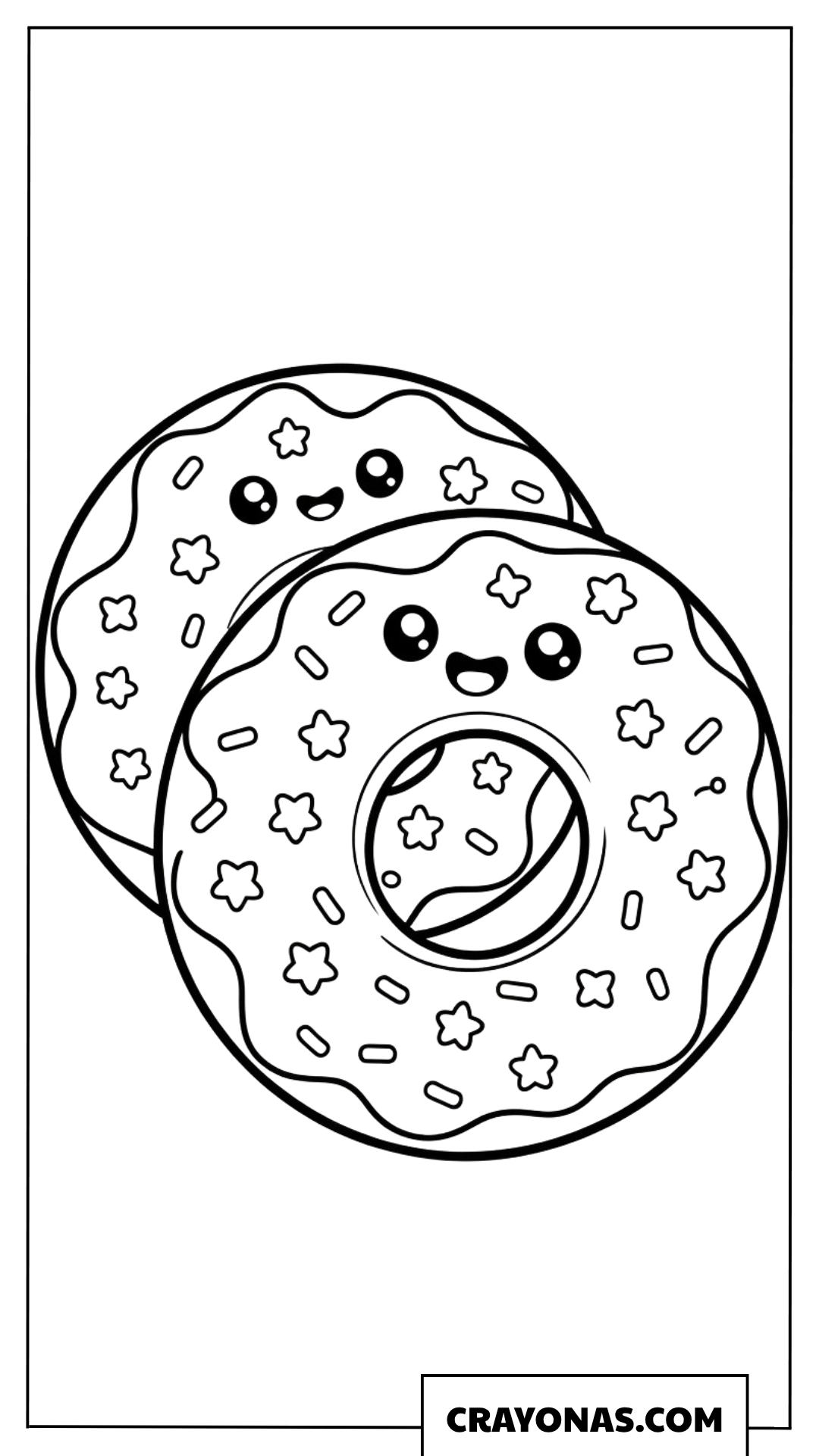 Stacked Kawaii Donuts with Sprinkles Coloring Page