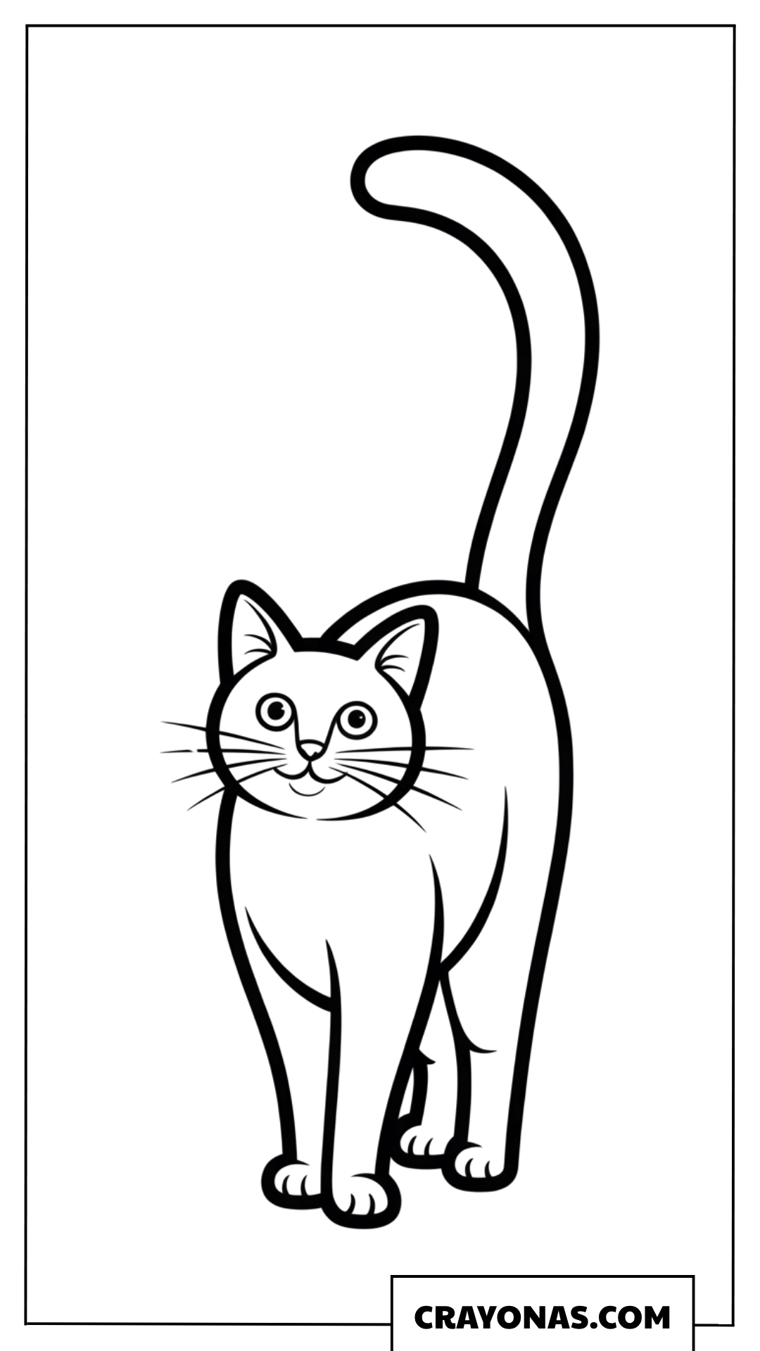 Standing Cat with Curved Tail Coloring Page