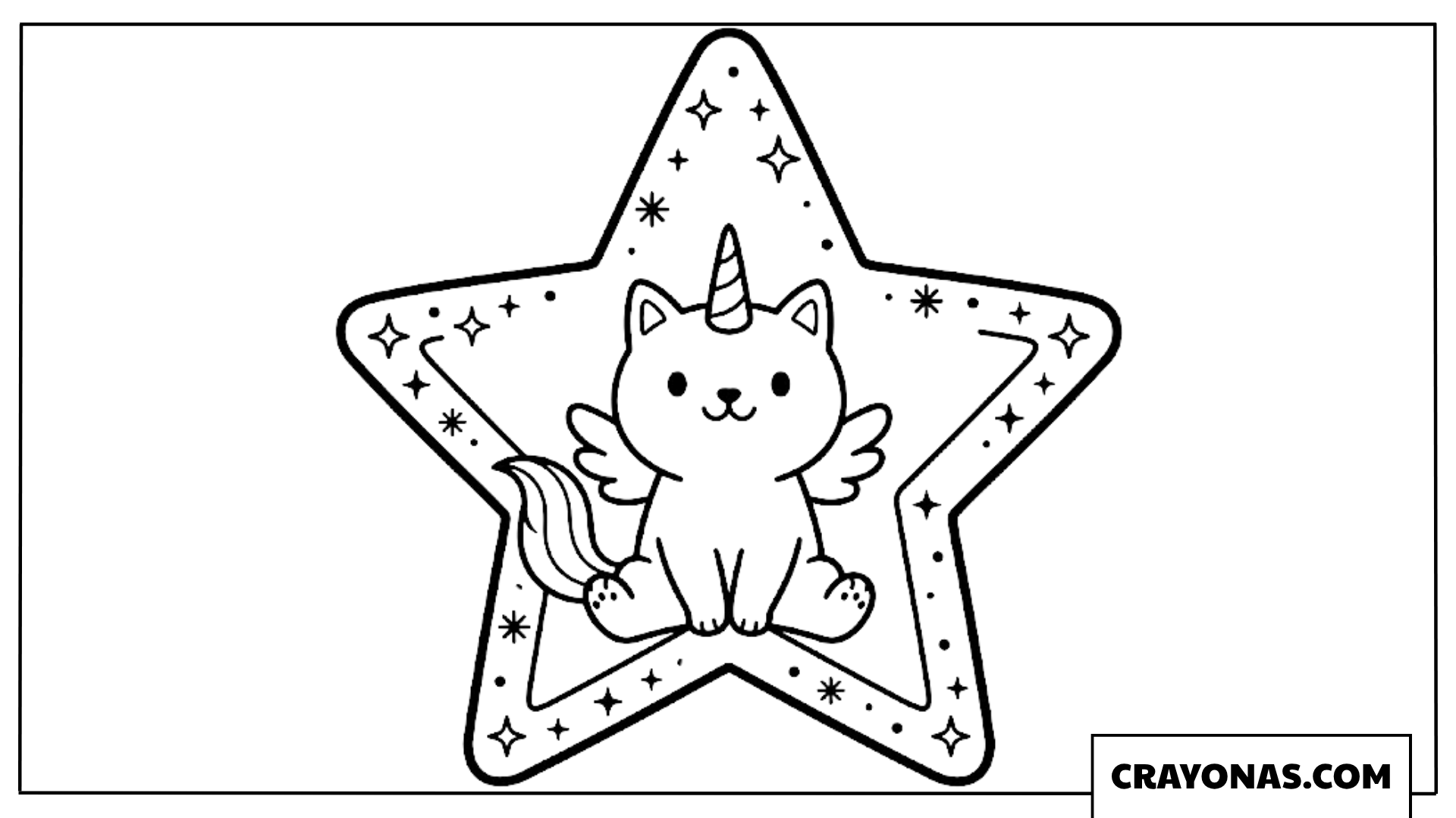 Star Unicorn Kitten Coloring Page