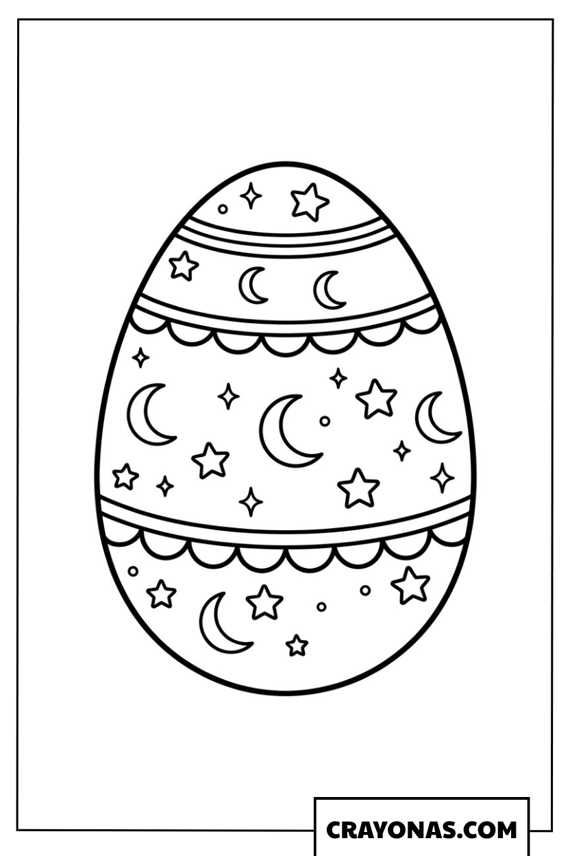 Starry Night Easter Egg Coloring Page