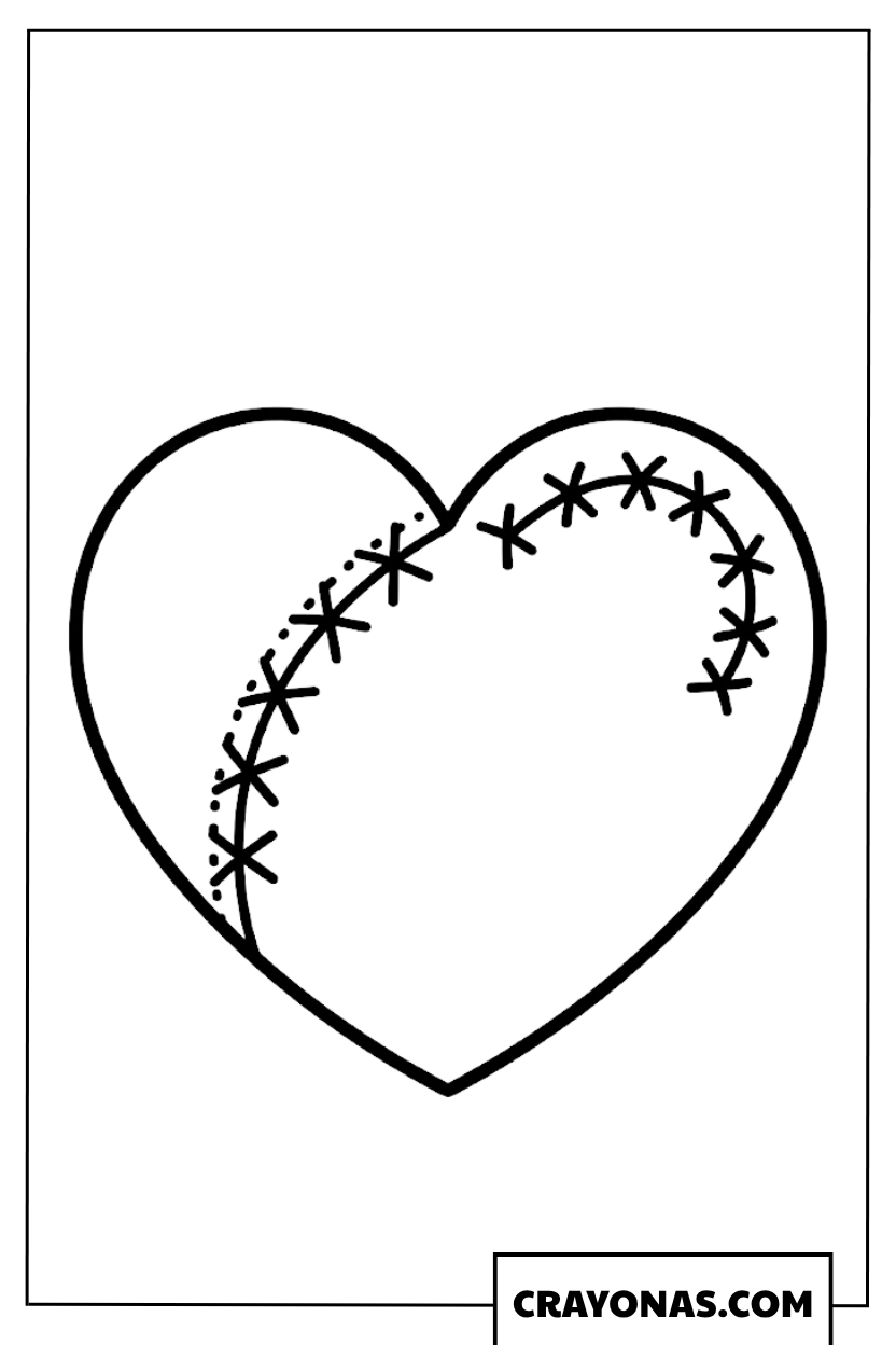 Stitched Heart Coloring Page