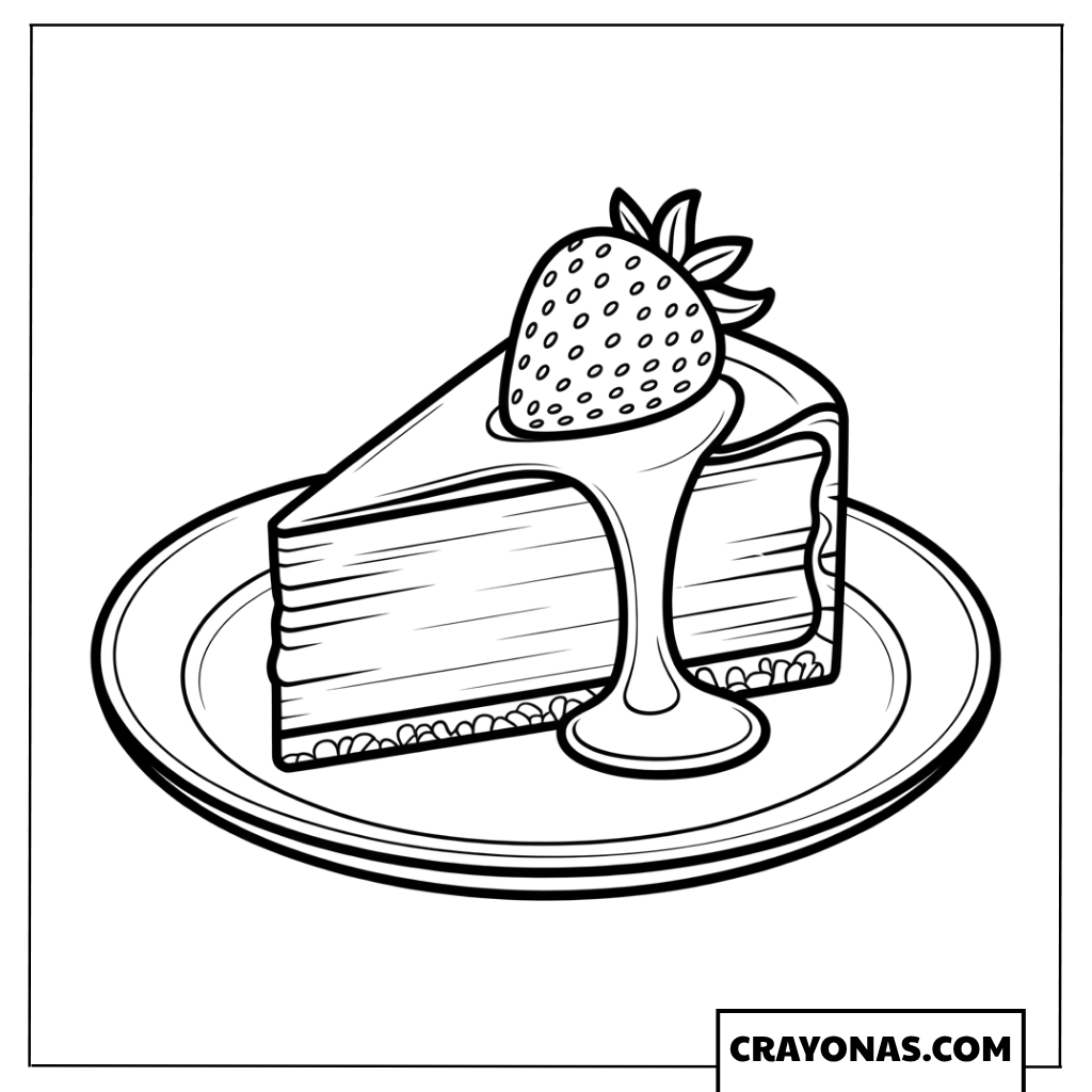 Strawberry Cheesecake Slice Coloring Page