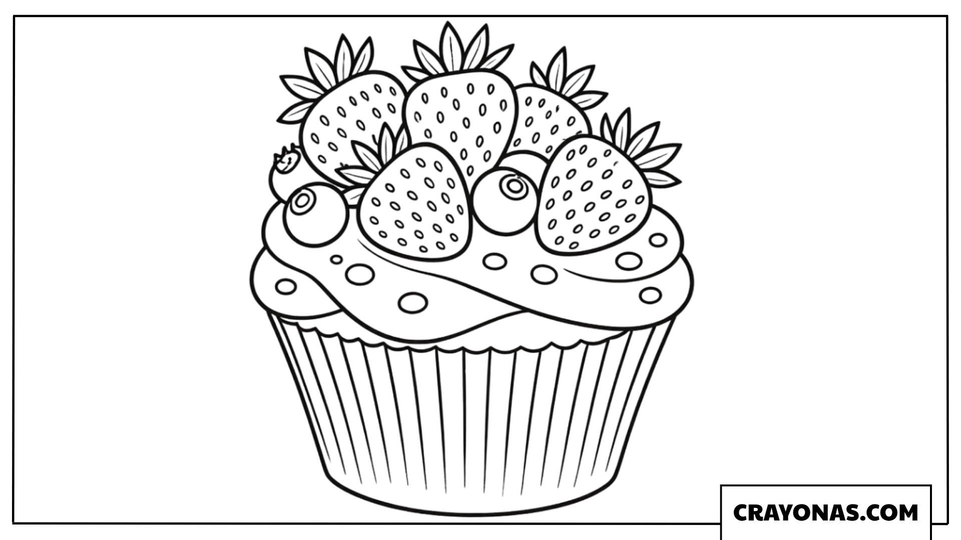 Strawberry Cupcake Coloring Page