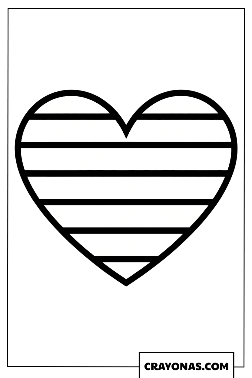 Striped Heart Coloring Page
