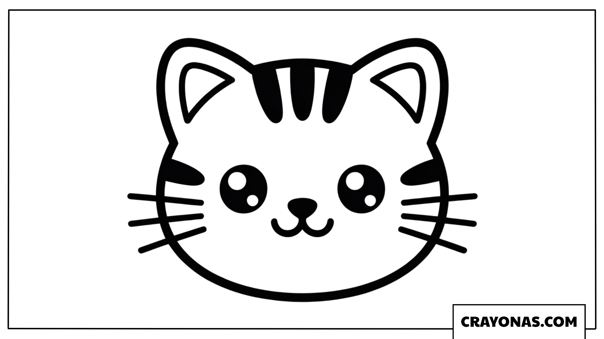 Striped Kawaii Cat Face Coloring Page