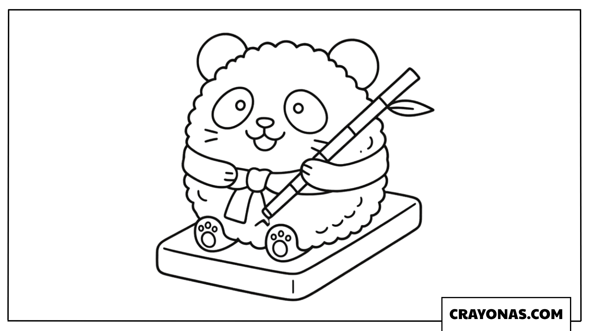 Strong Panda Sushi Bodybuilder Coloring Page