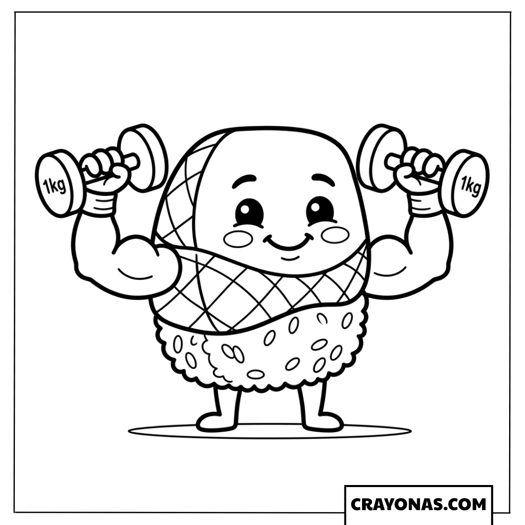 Strong Sushi Bodybuilder Coloring Page