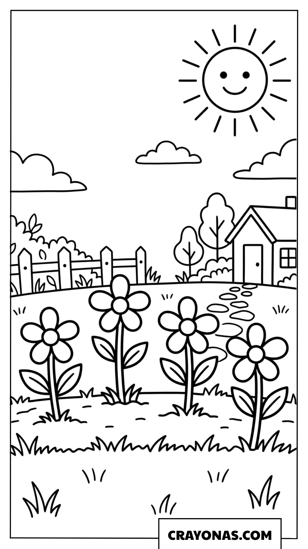 Sunny Flower Garden Path Coloring Page
