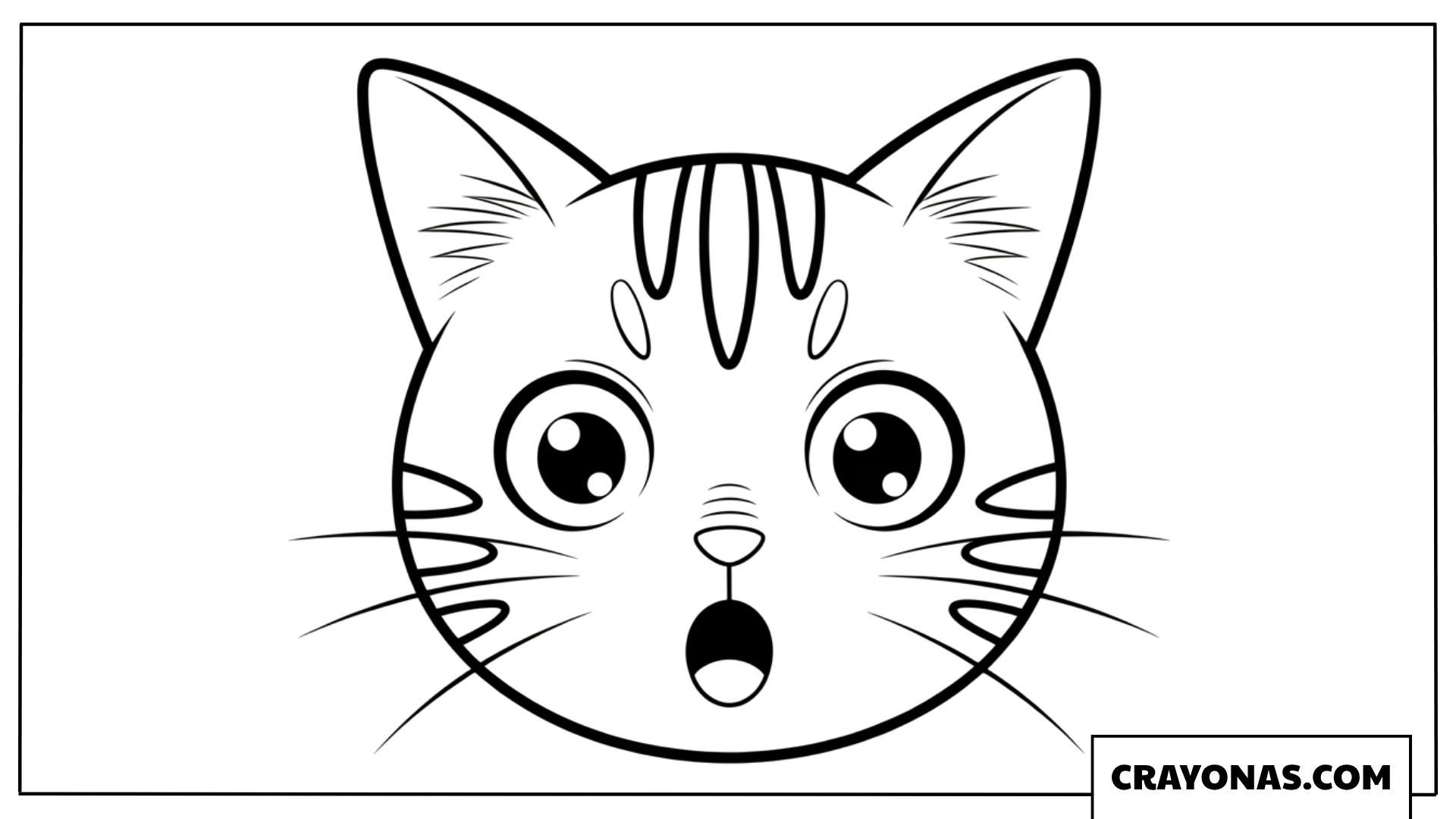 Surprised Anime Cat Face Coloring Page