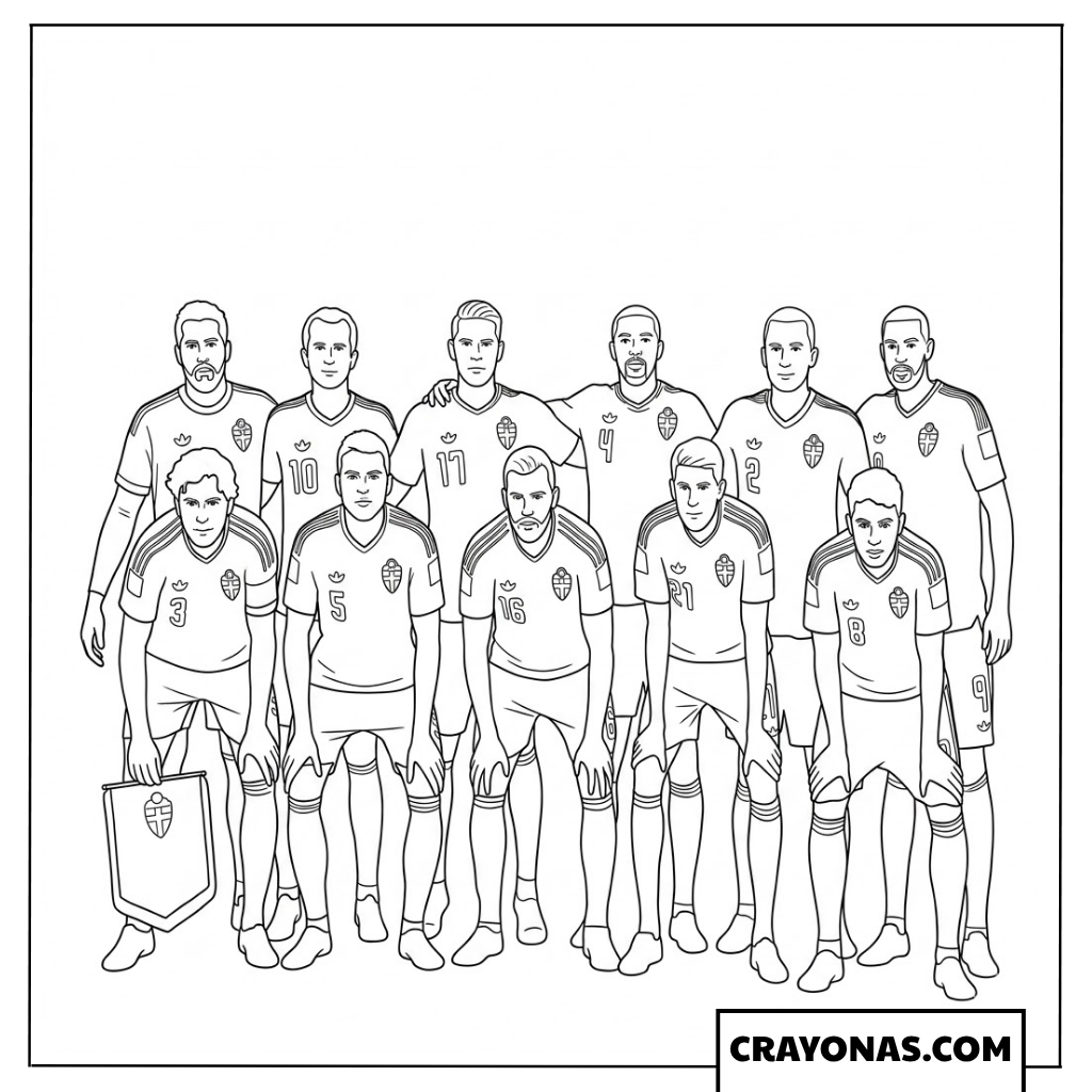 Sweden Team Group Photo Coloring Page