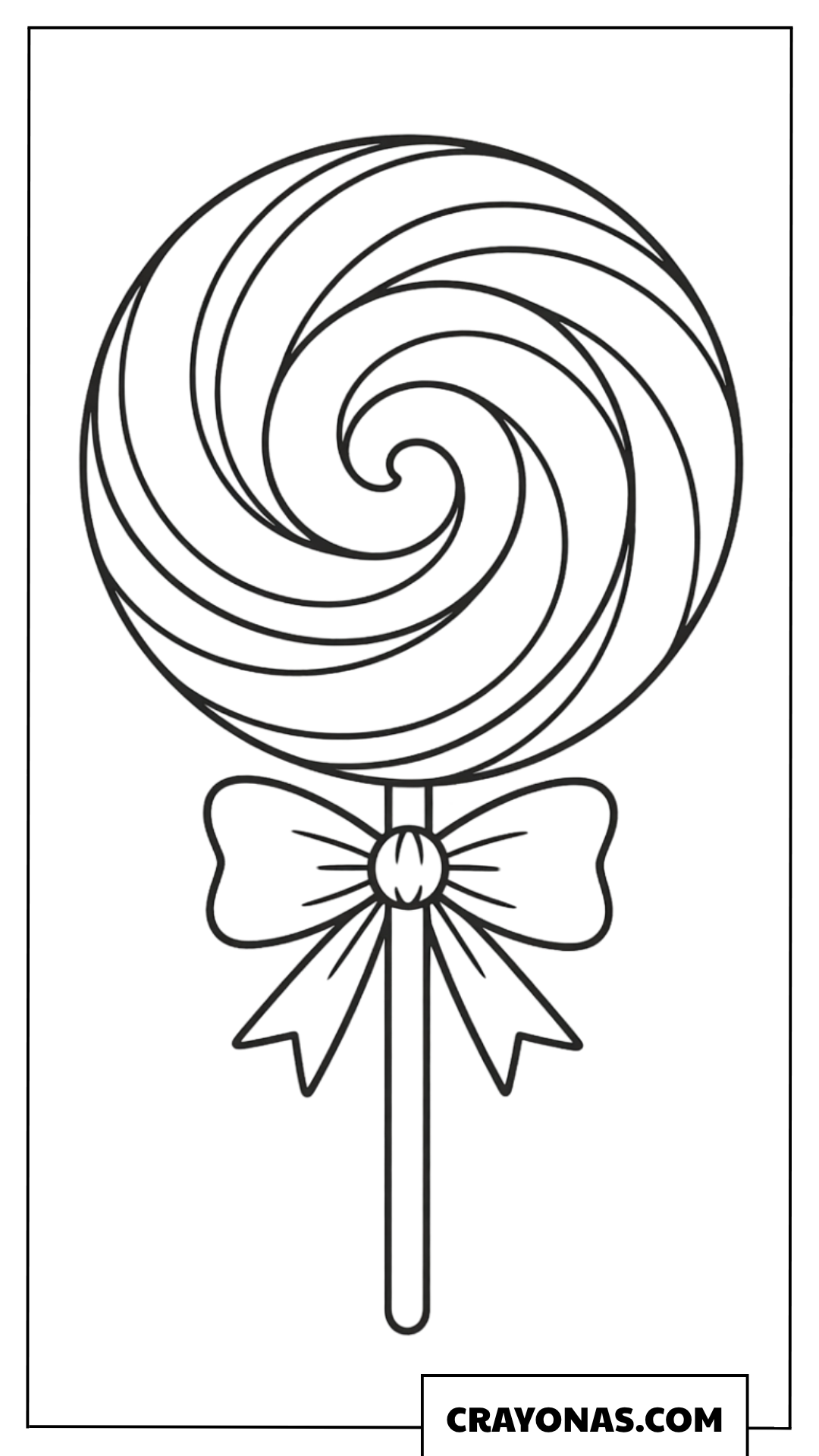 Swirl Lollipop with Bow Coloring Page