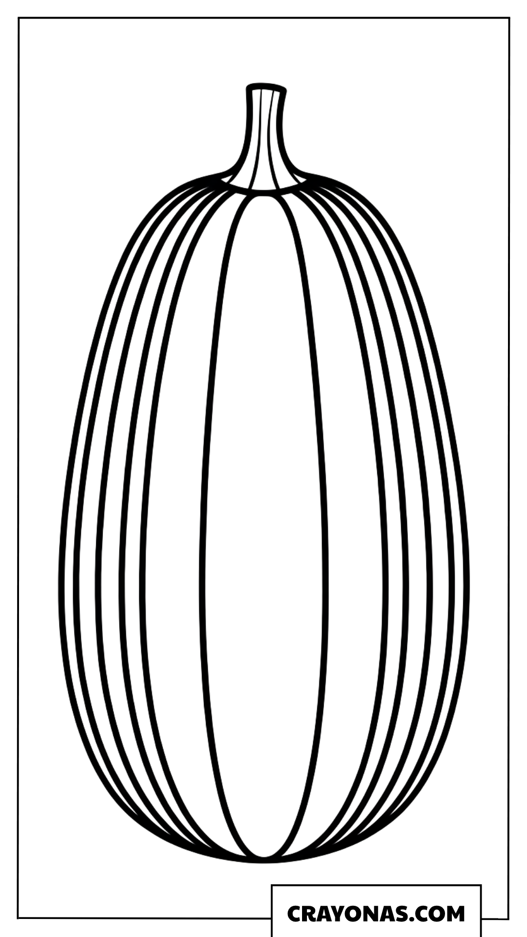 Tall Ribbed Pumpkin Outline Coloring Page