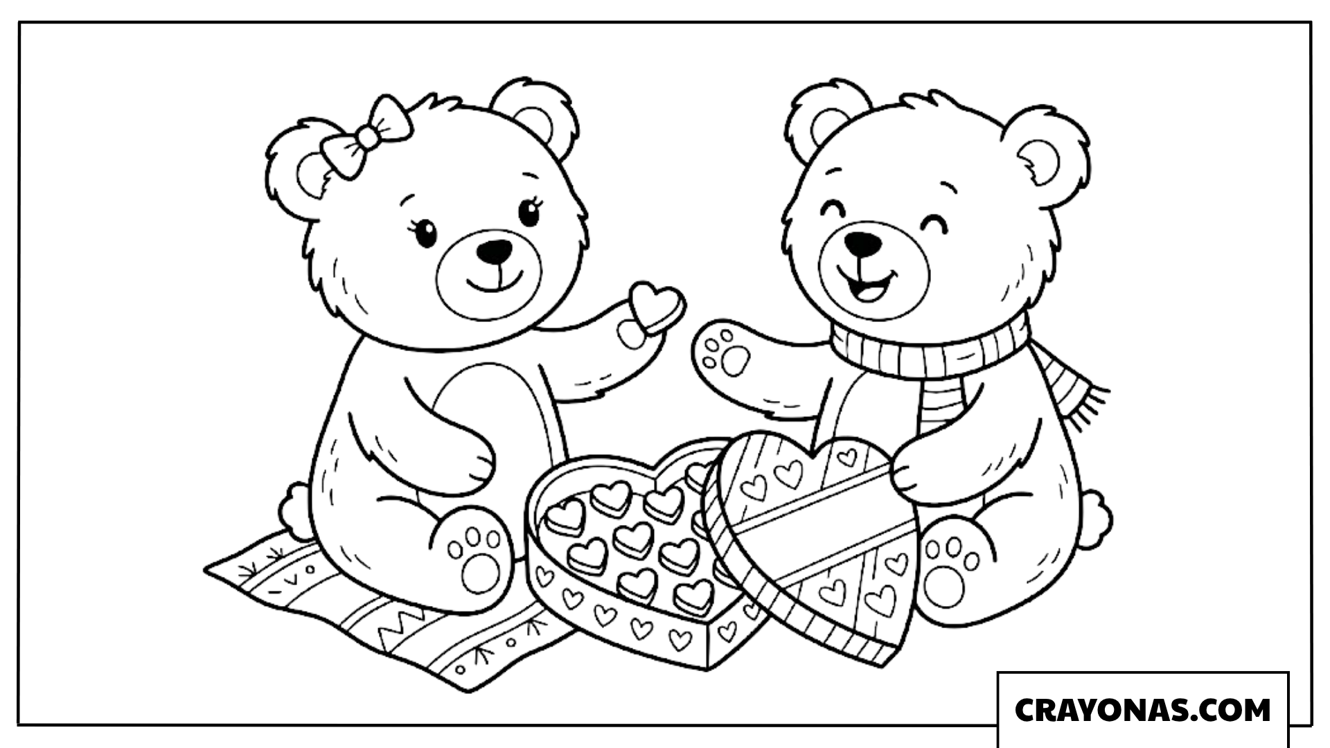 Teddy Bear Couple Chocolate Coloring Page