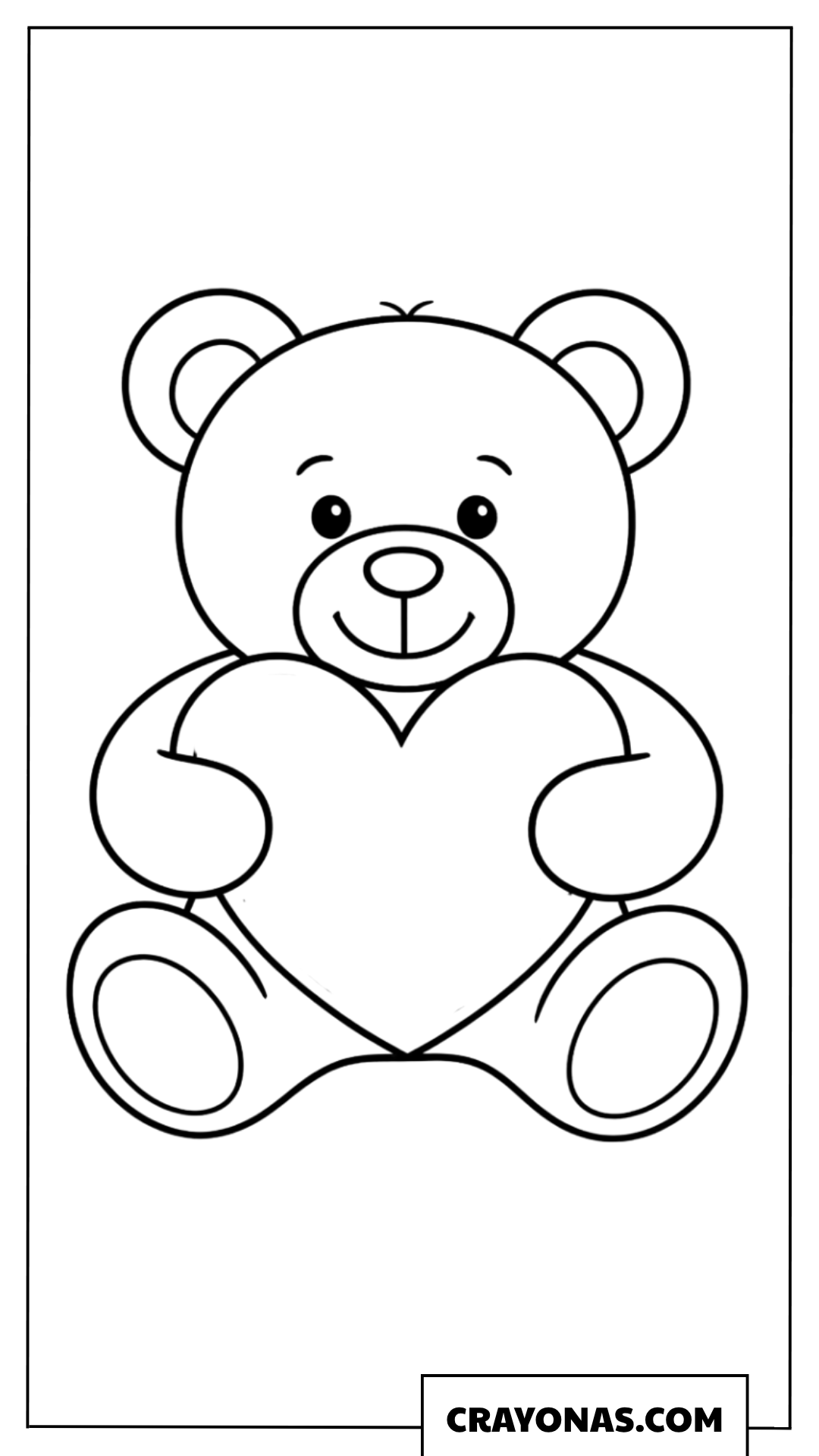 Teddy Bear Hugging Heart Coloring Page