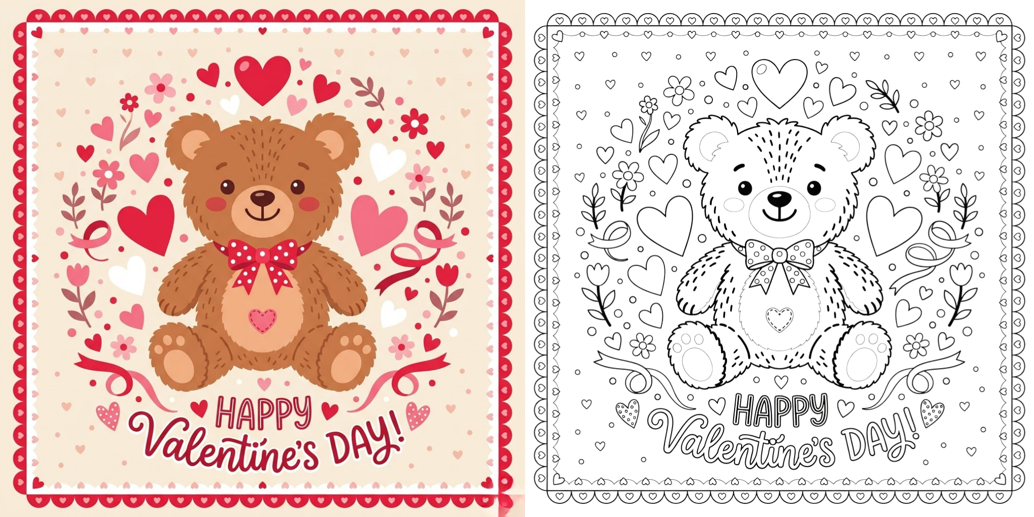 Teddy Bear Valentines Day Coloring Pages ft - Teddy Bear Valentines Day Coloring Pages ft