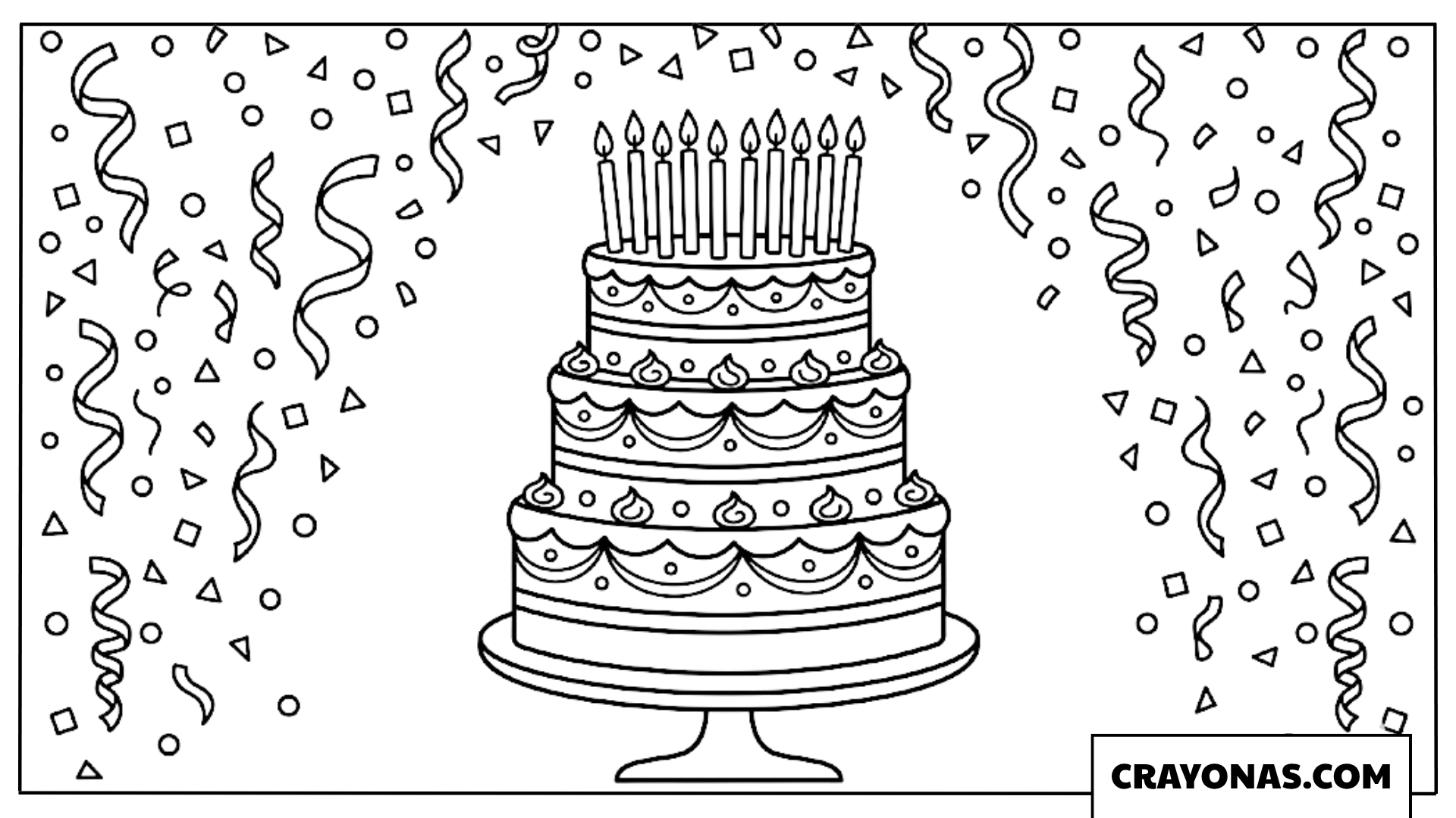 Tiered Birthday Cake Coloring Page