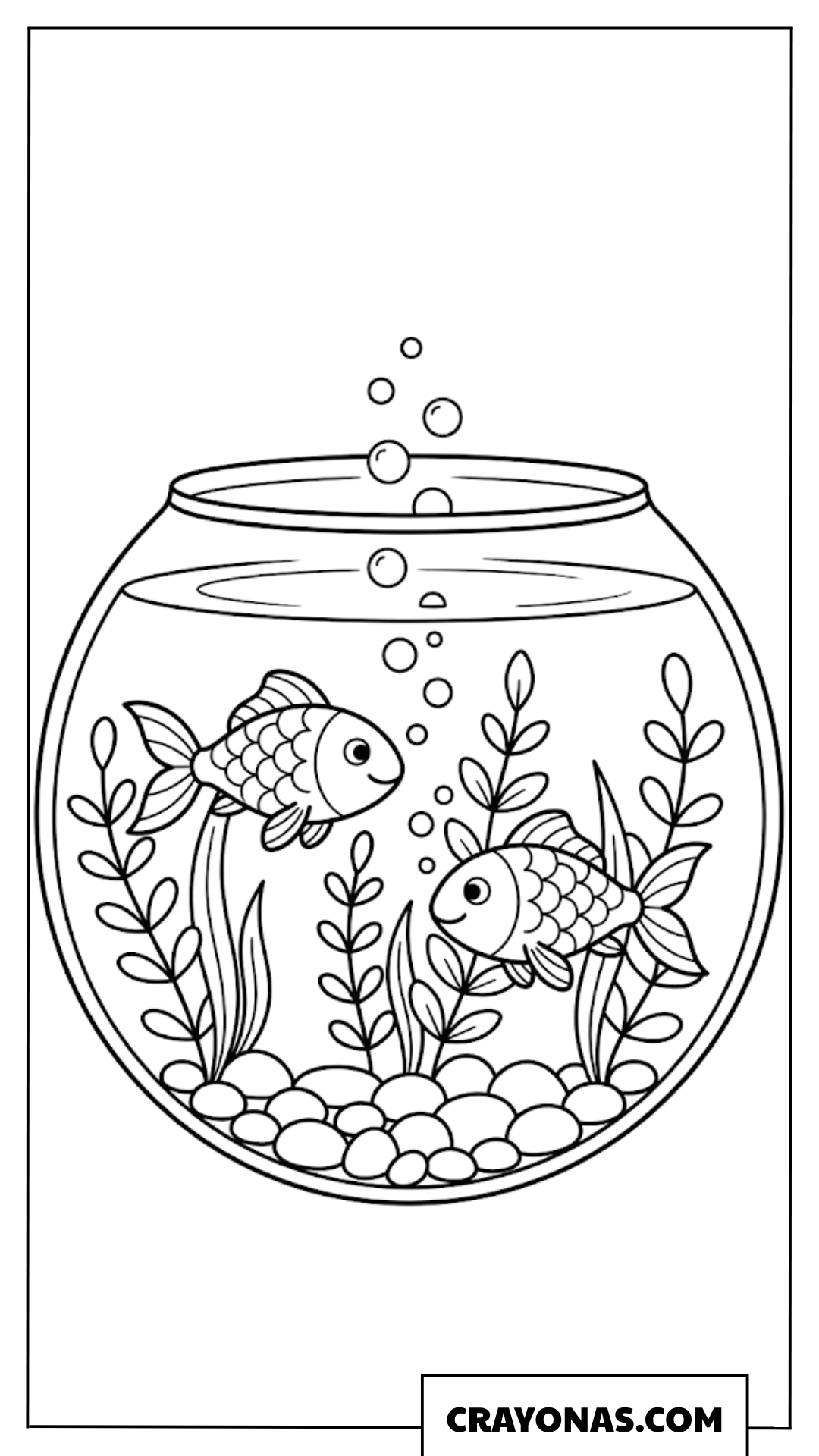 Two Goldfish in Aquarium Coloring Page