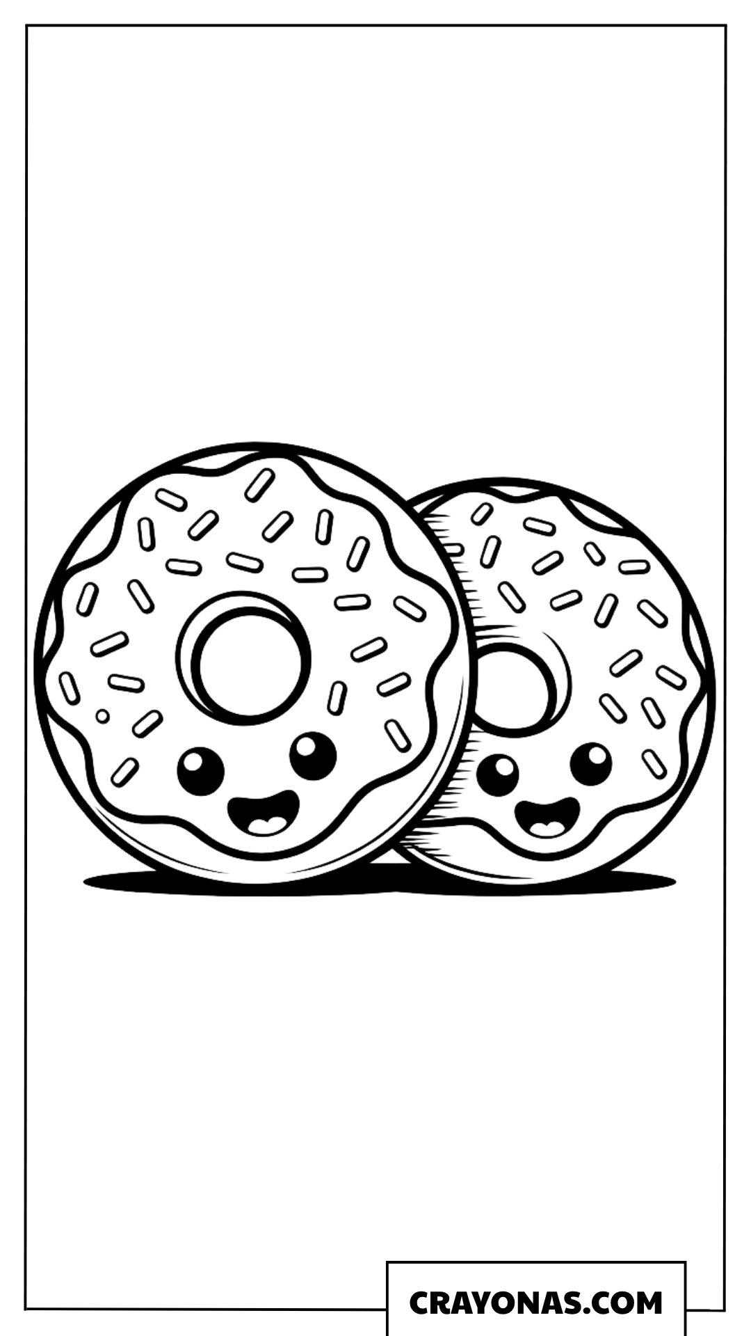 Two Kawaii Donuts Coloring Page
