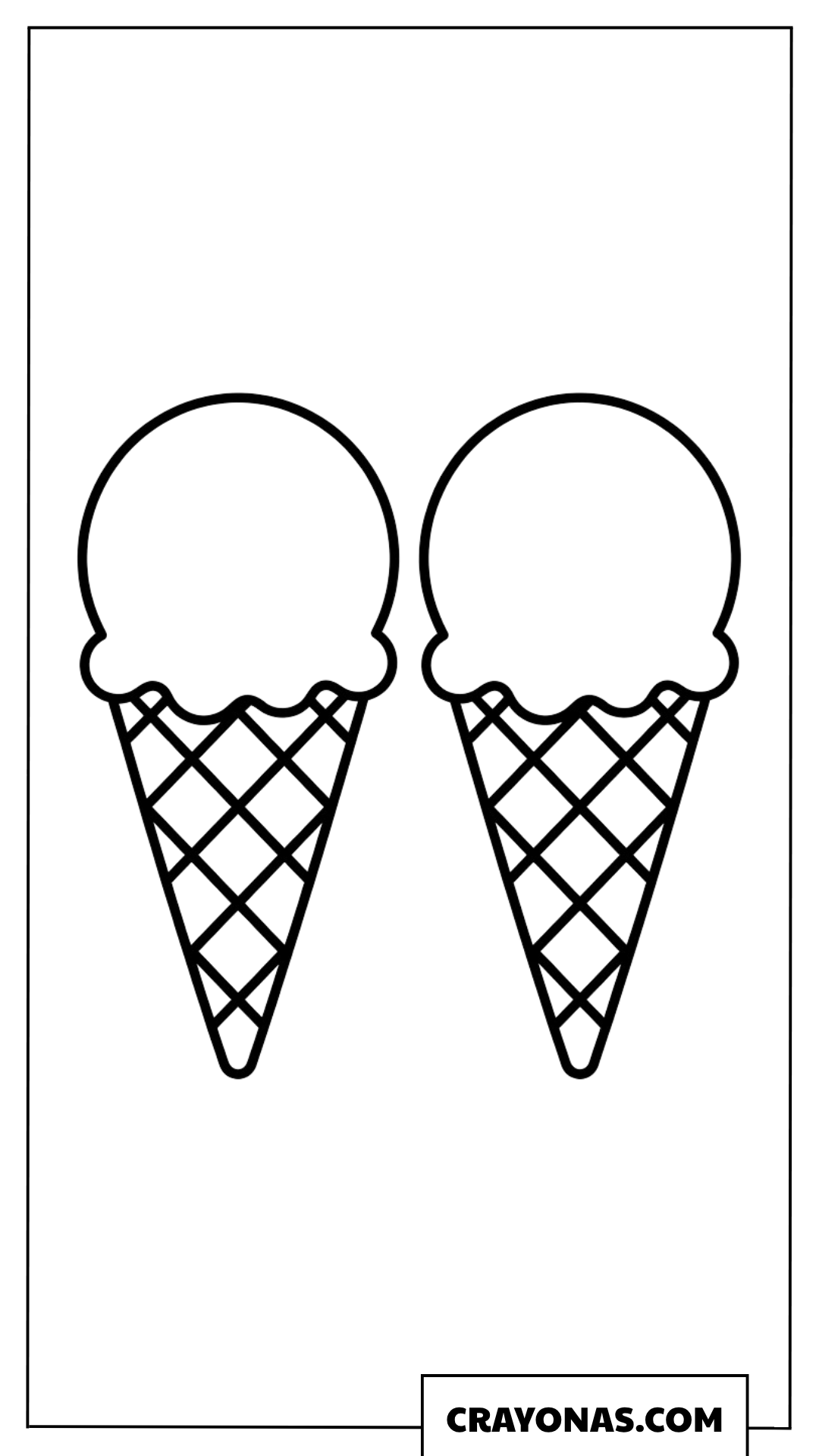 Two Simple Ice Cream Cones Coloring Page
