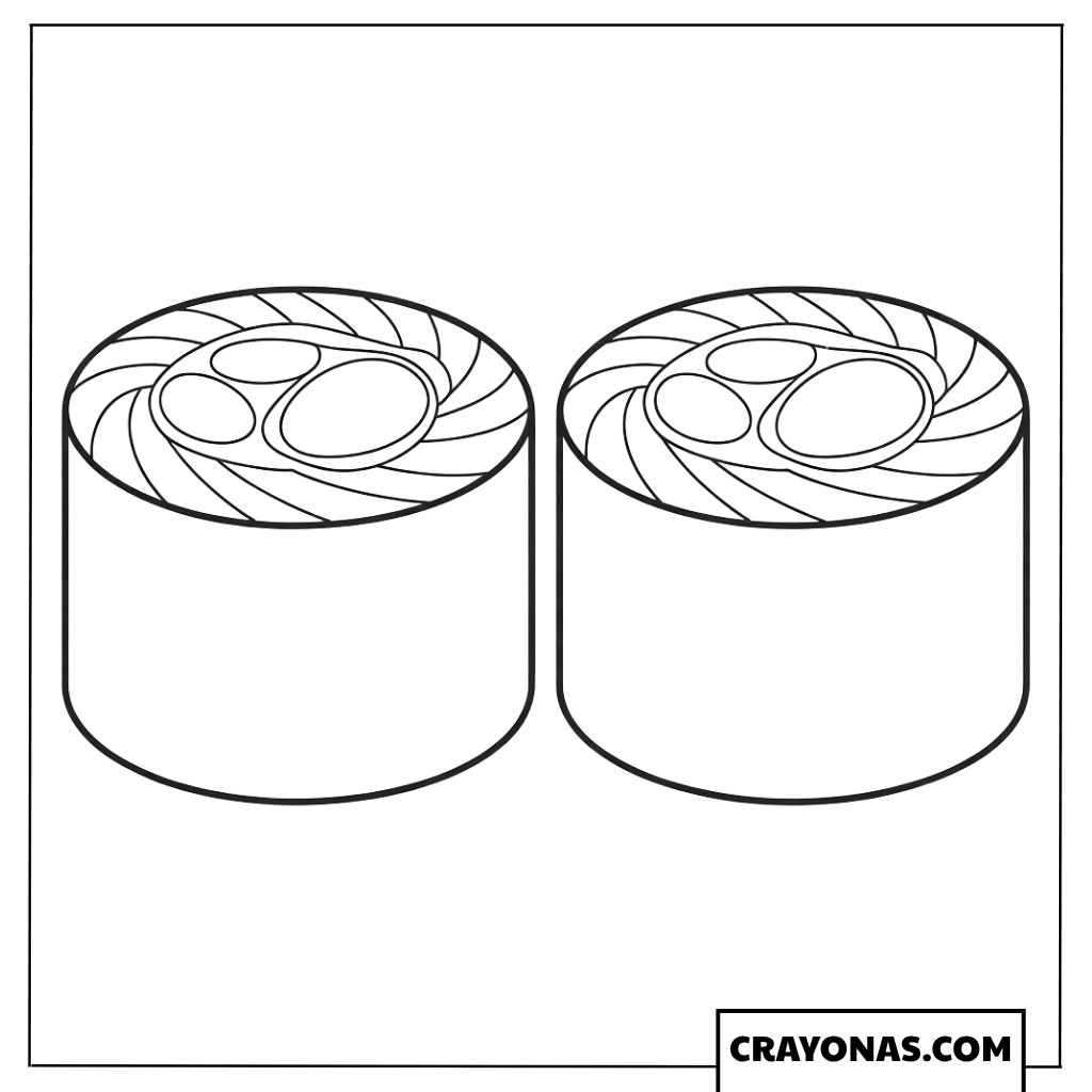 Two Simple Maki Rolls Coloring Page