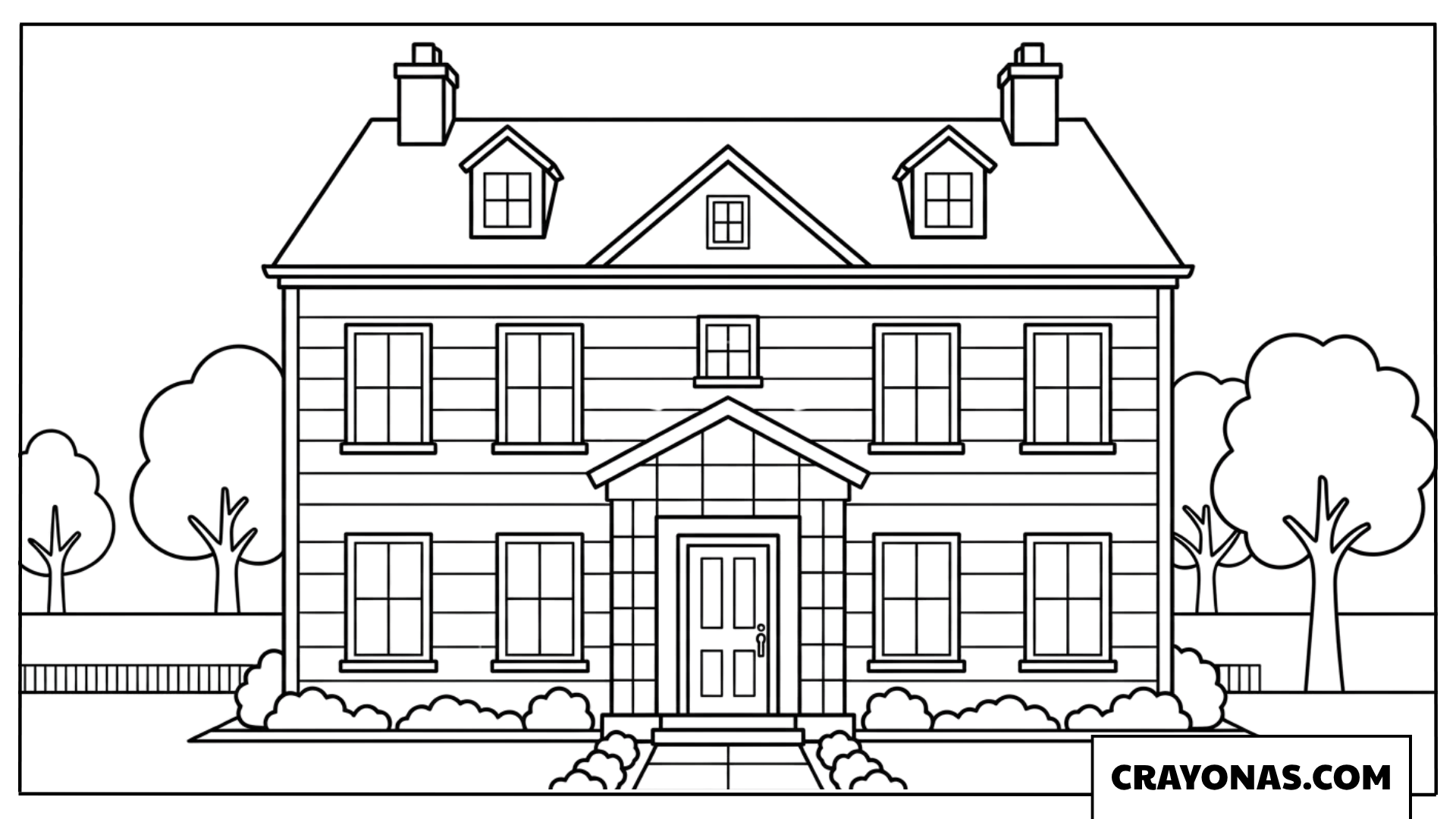 Two-Story Suburban House Coloring Page