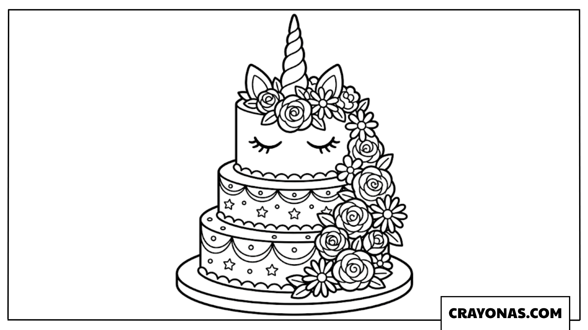 Unicorn Cake Coloring Page