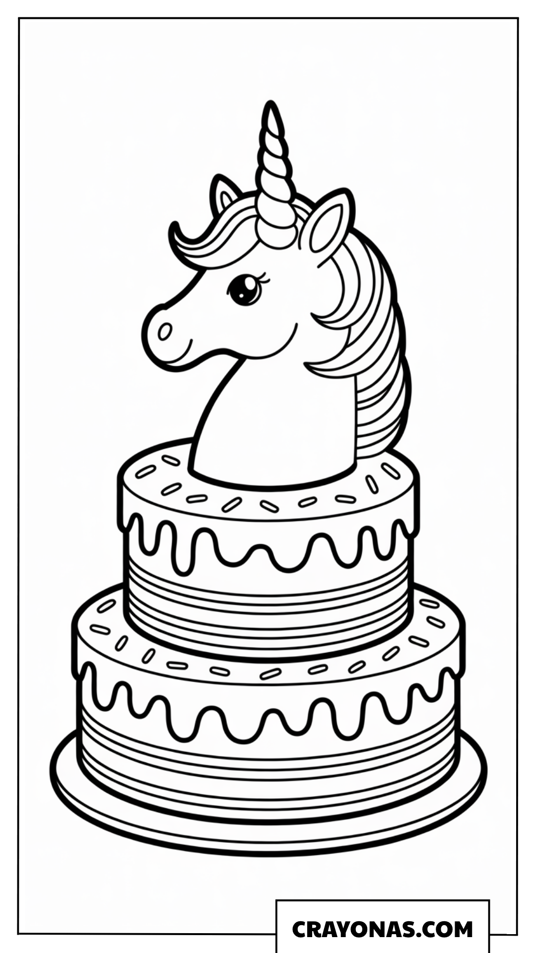 Unicorn Cake Topper Coloring Page