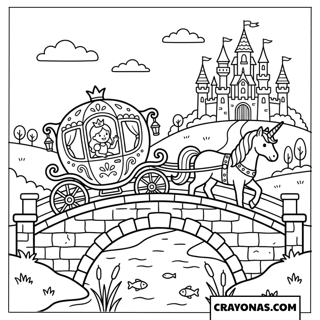 Unicorn Carriage Coloring Page