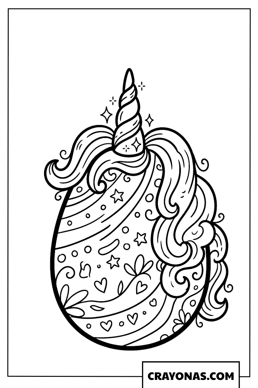 Unicorn Easter Egg Coloring Page