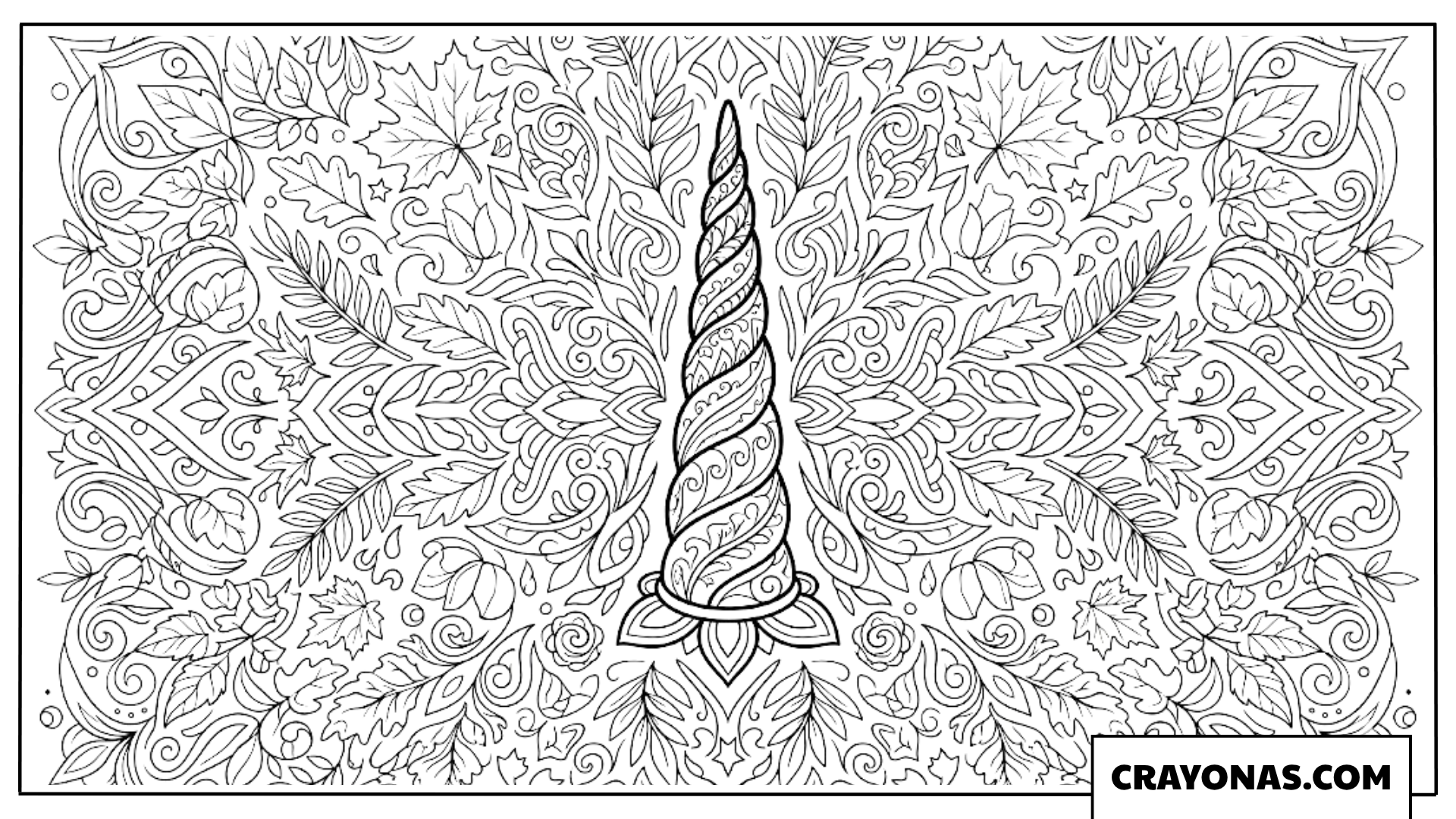 Unicorn Horn Mandala Coloring Page