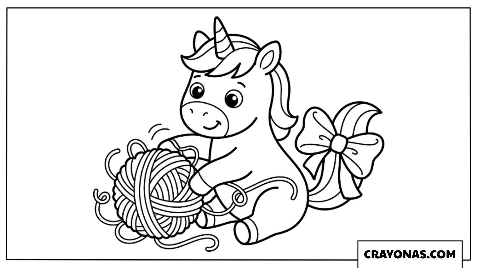 Unicorn Playing with Yarn Coloring Page